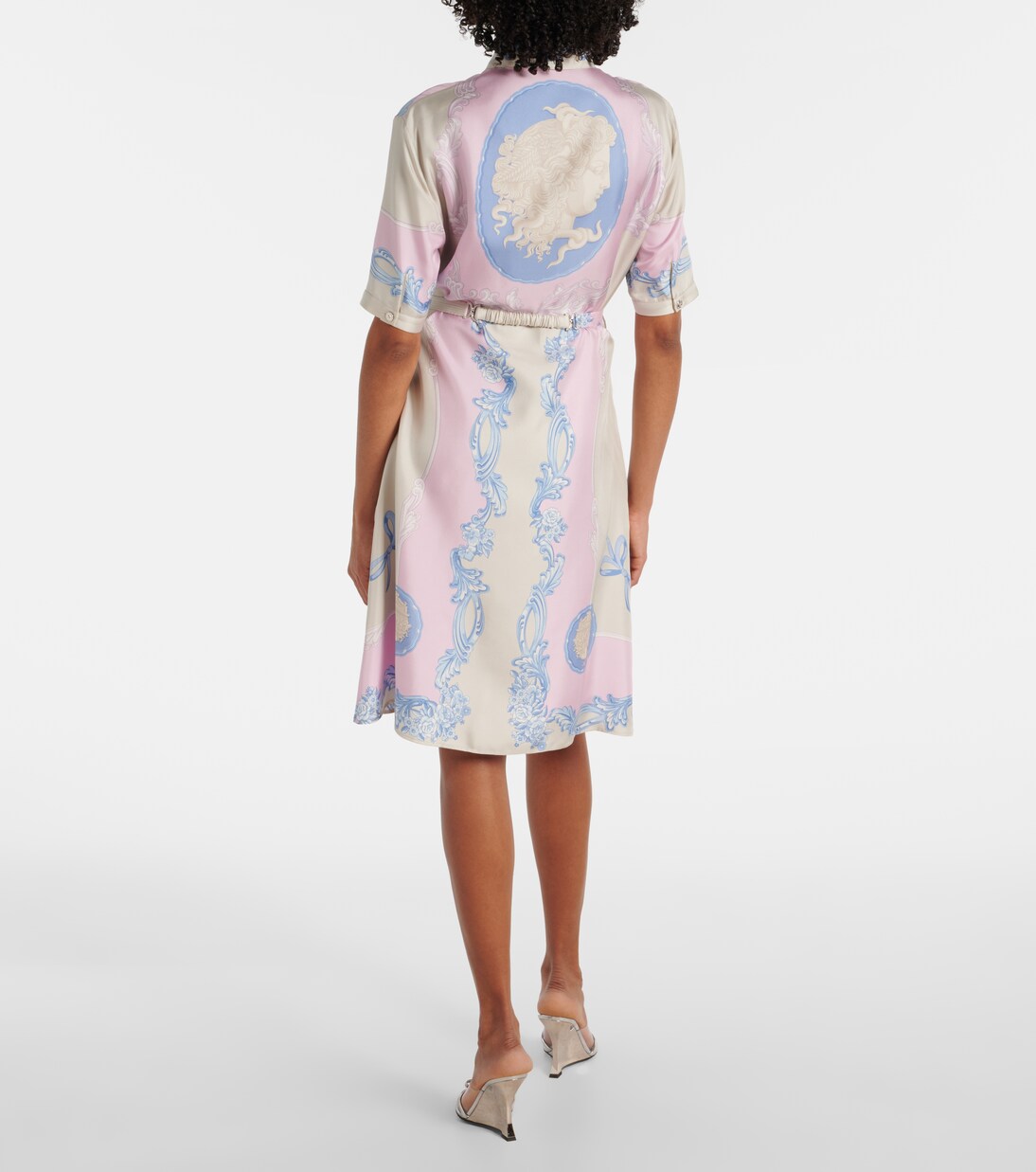 Robe chemise en soie à fleurs | Versace