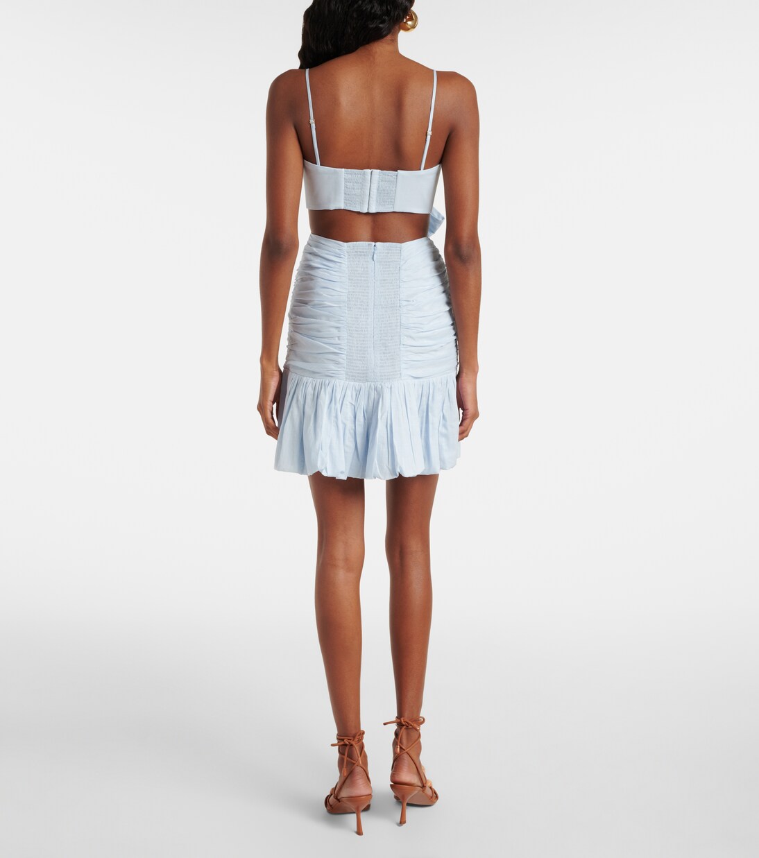 فستان قصير من القطن بتفاصيل فيونكة Rhiannon | Zimmermann