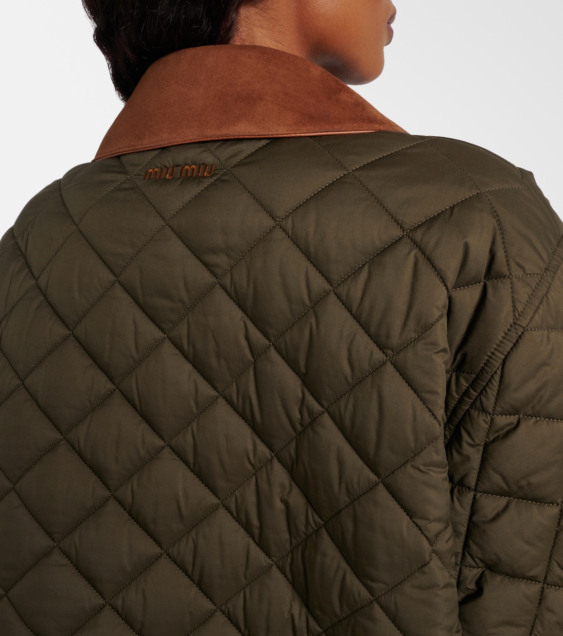 Steppjacke mit Leder | Miu Miu