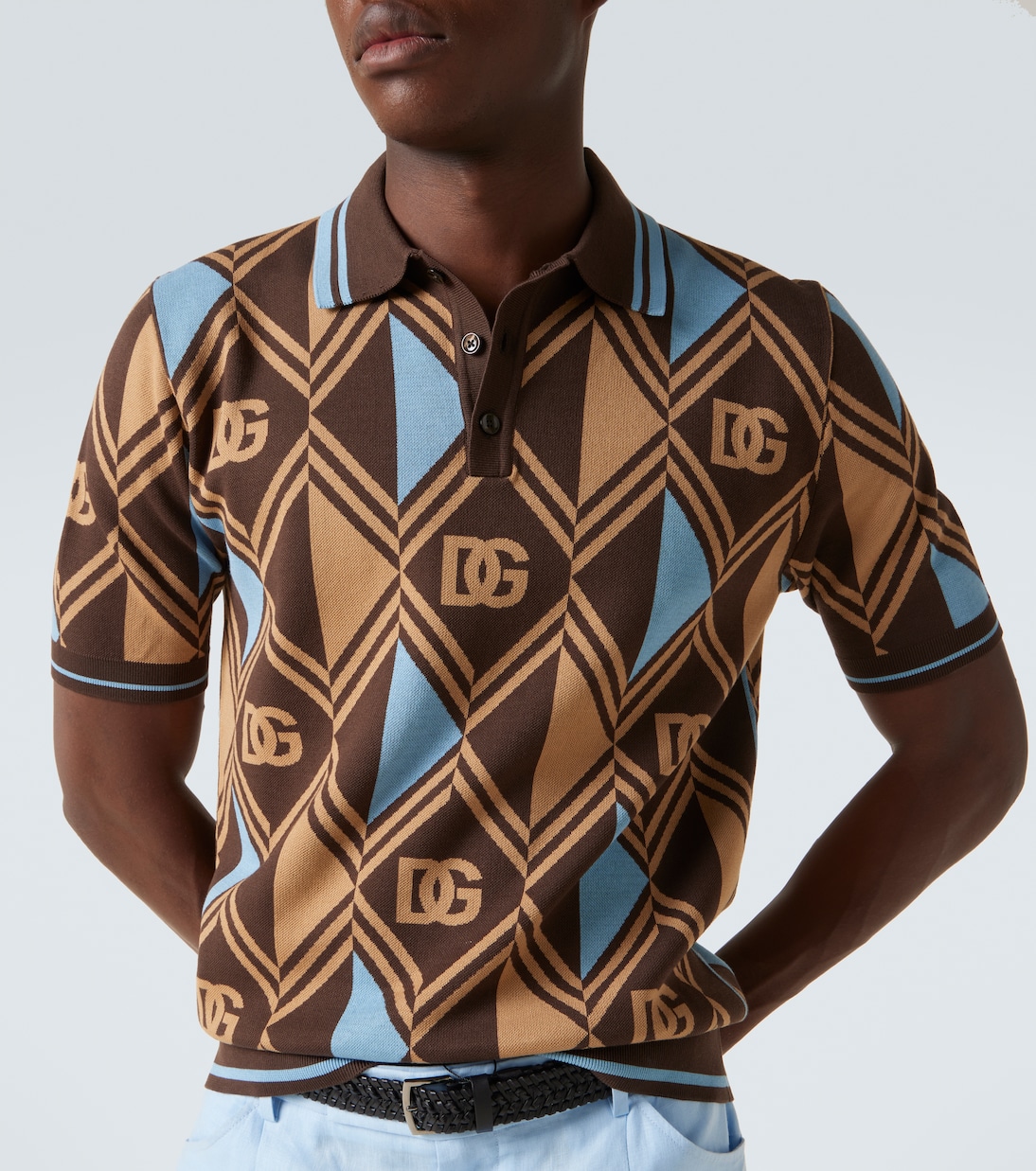 Polohemd DG aus Jacquard | Dolce&Gabbana