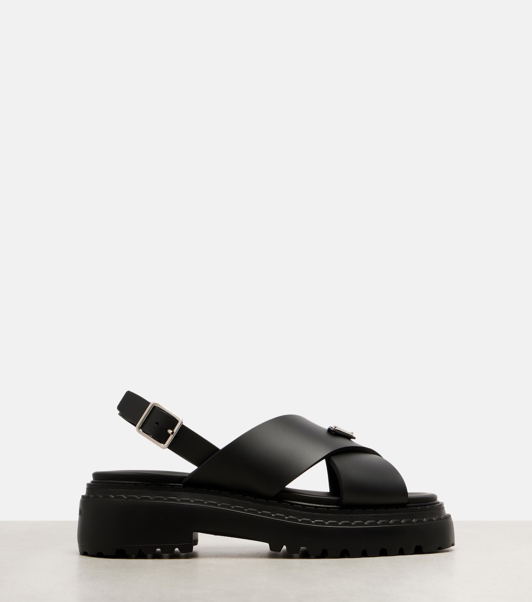 Logo rubber platform sandals | Prada