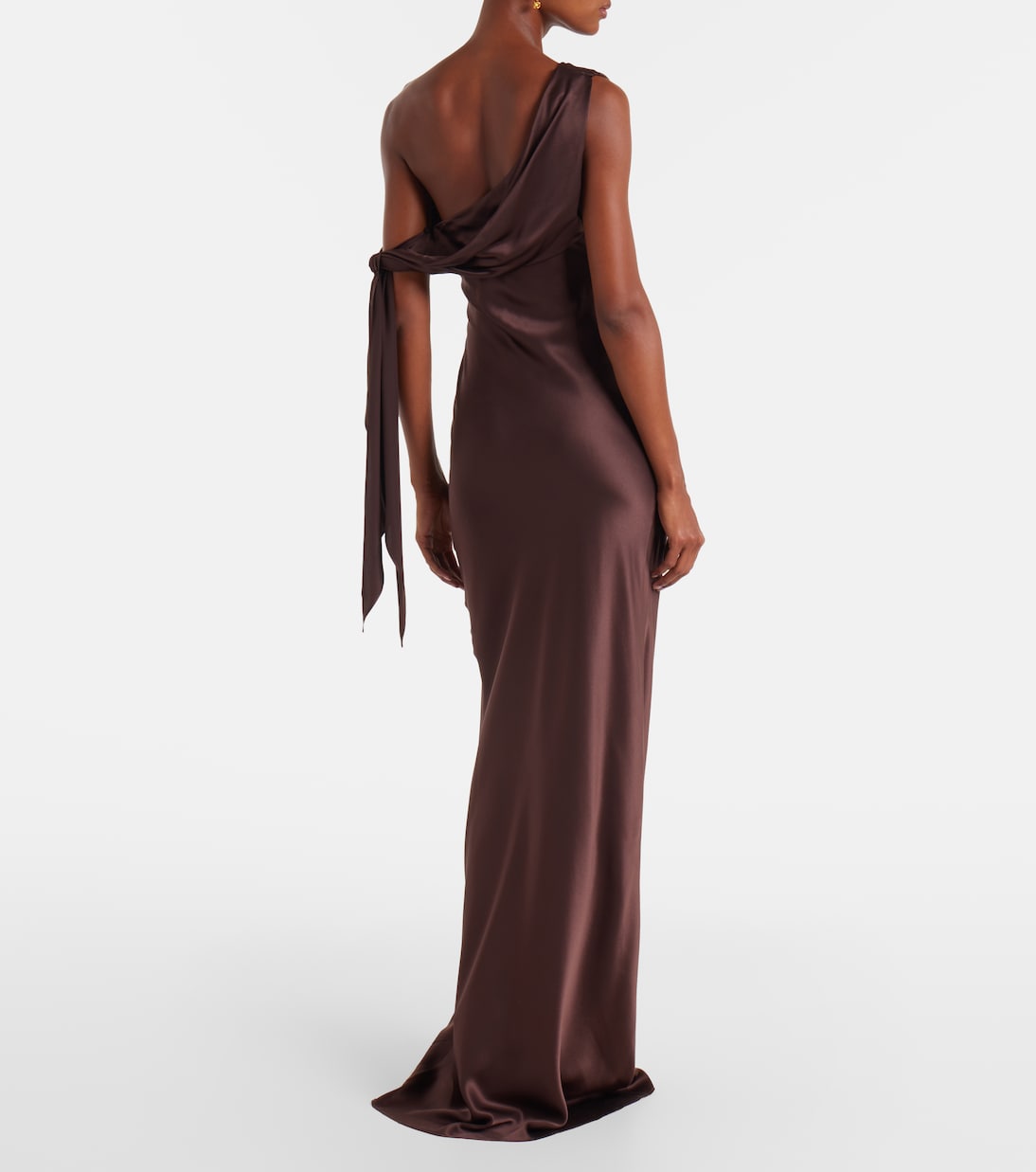 Draped asymmetrical silk satin gown | The Sei