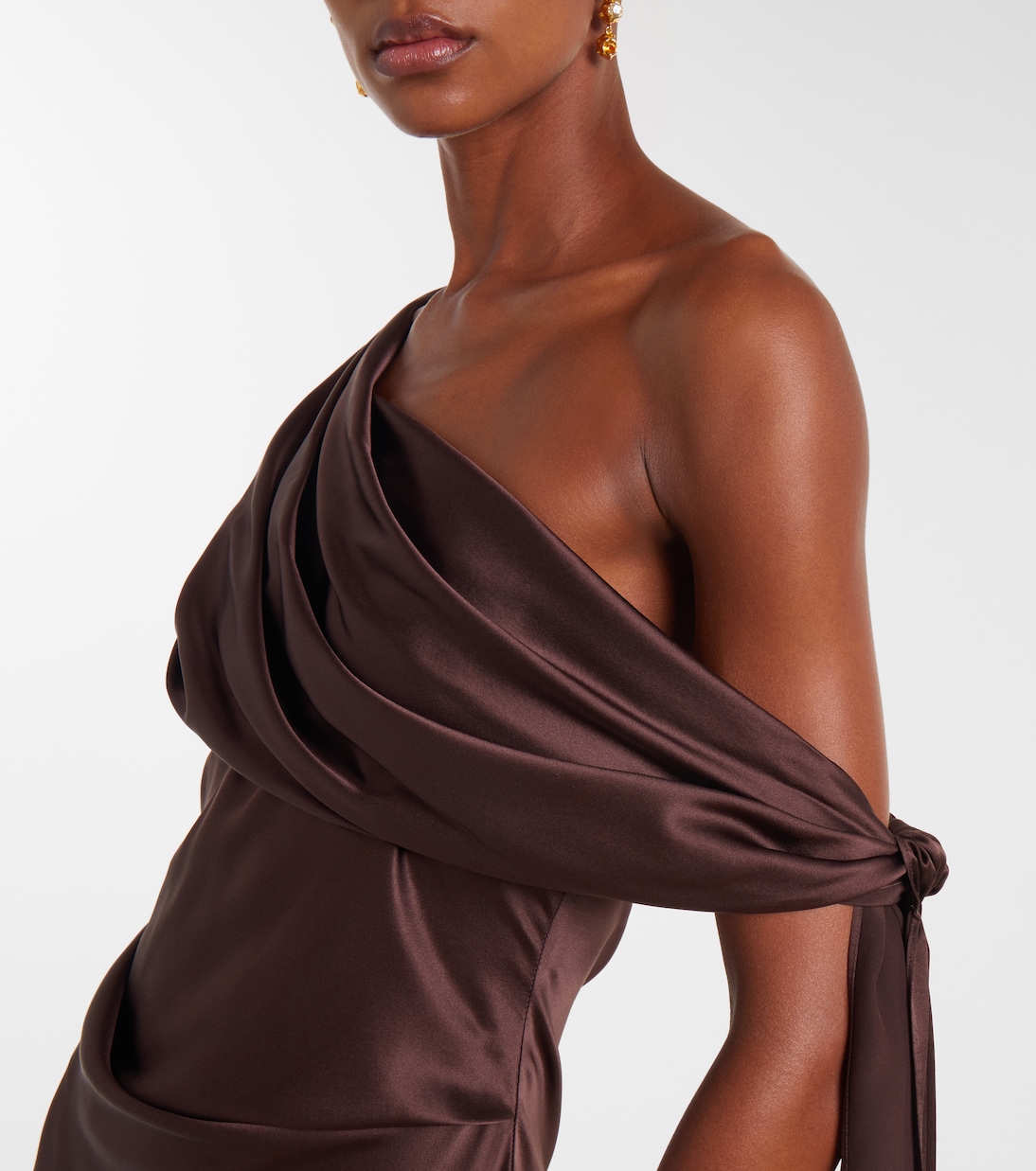 Draped asymmetrical silk satin gown | The Sei