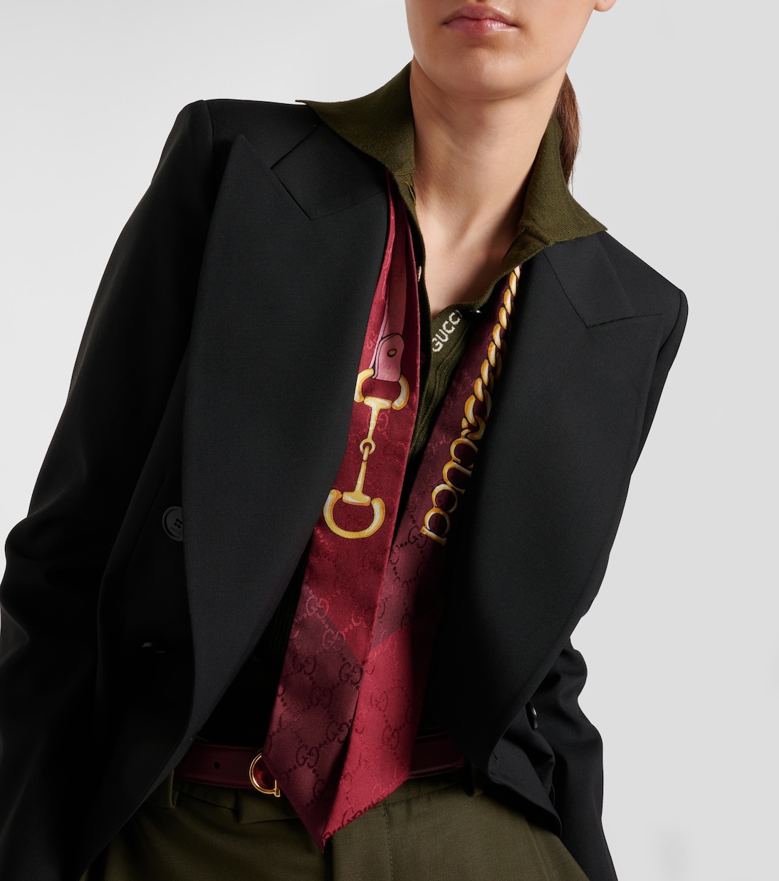 Horsebit silk twill scarf | Gucci