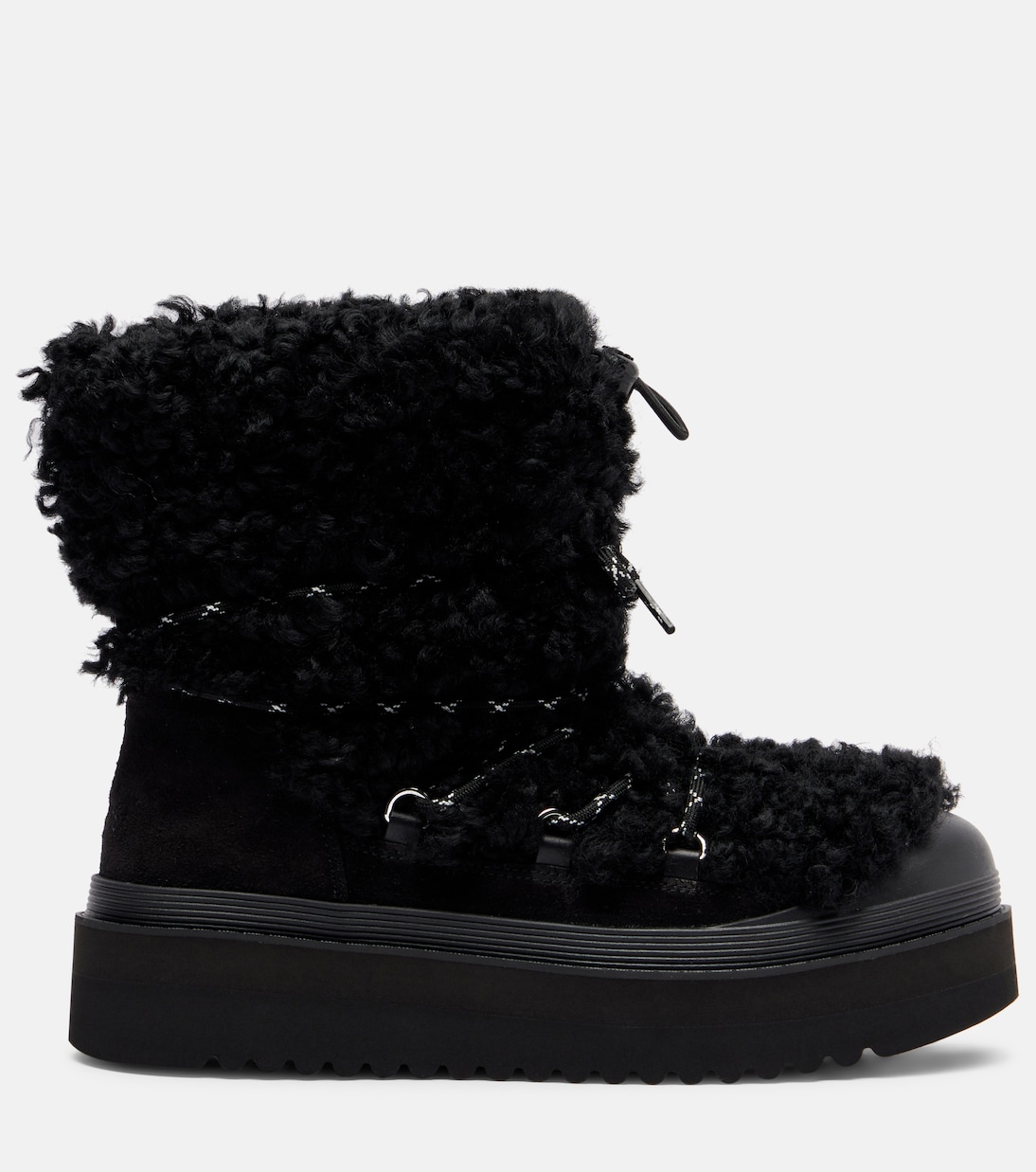 Mellow shearling and suede lace-up boots | Tory Burch