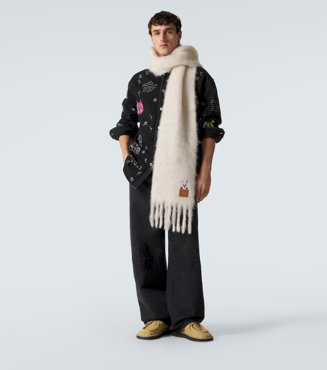 x Louis Wain mohair and wool-blend scarf | Loewe