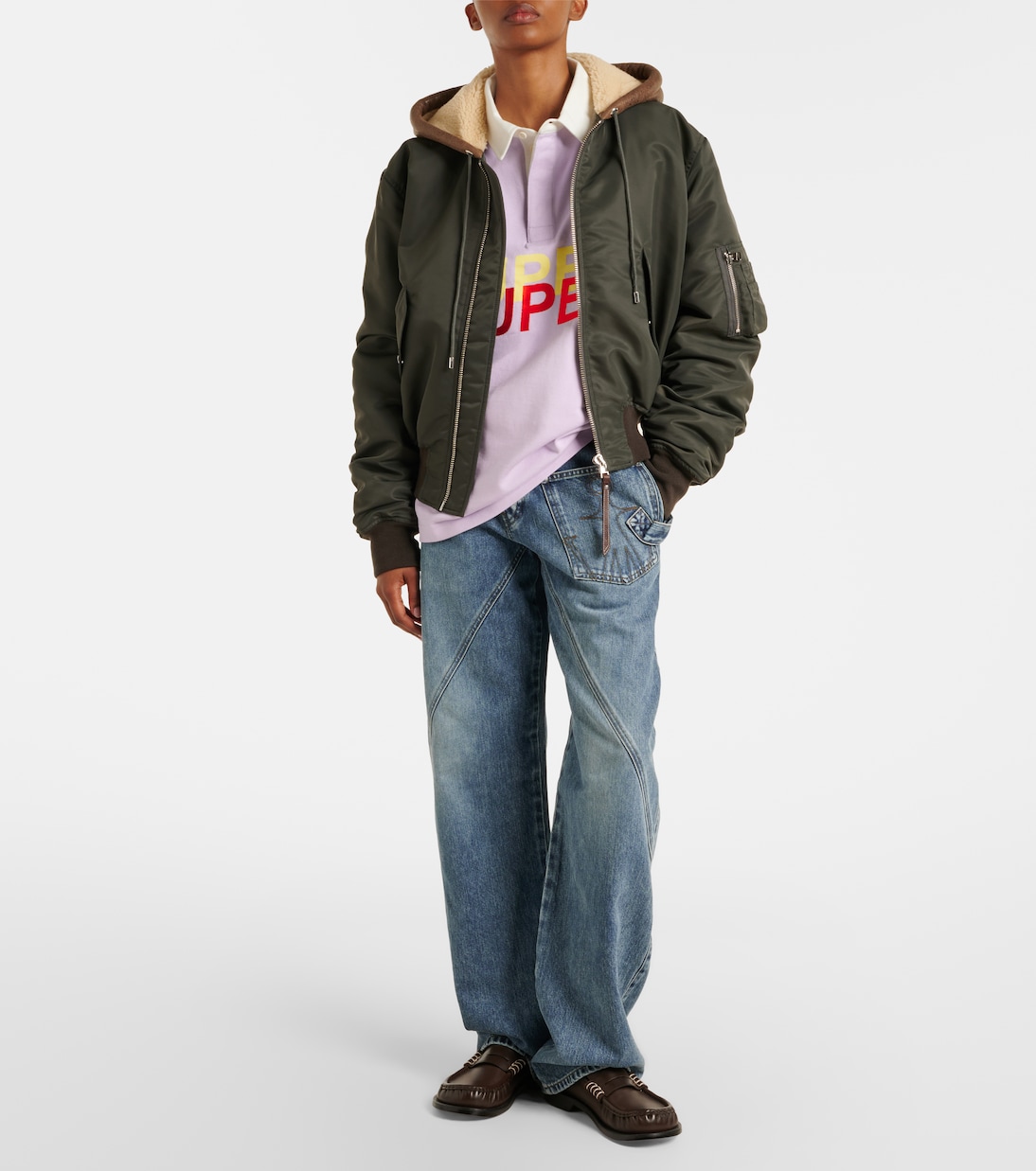 Shearling-trimmed bomber jacket | JW Anderson