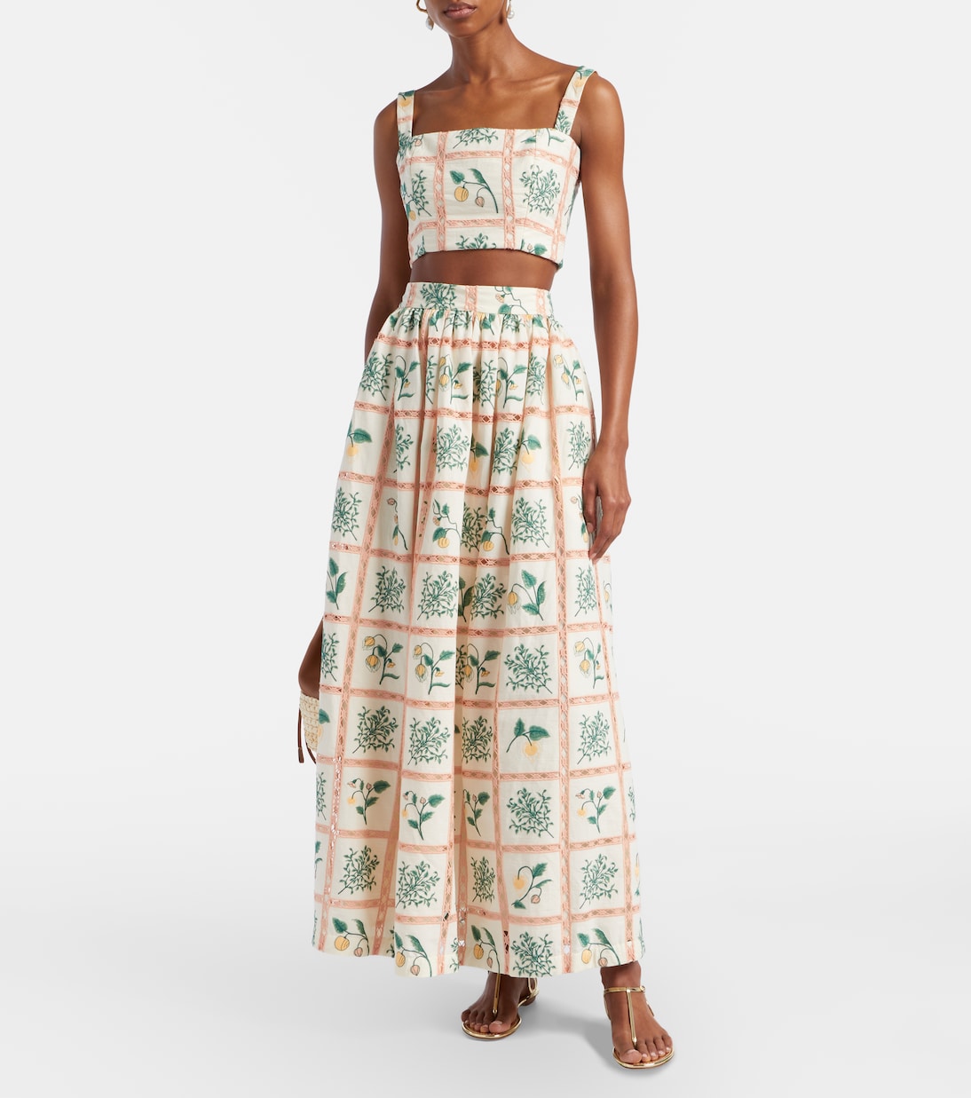 Tangelo floral cotton maxi skirt | Agua by Agua Bendita
