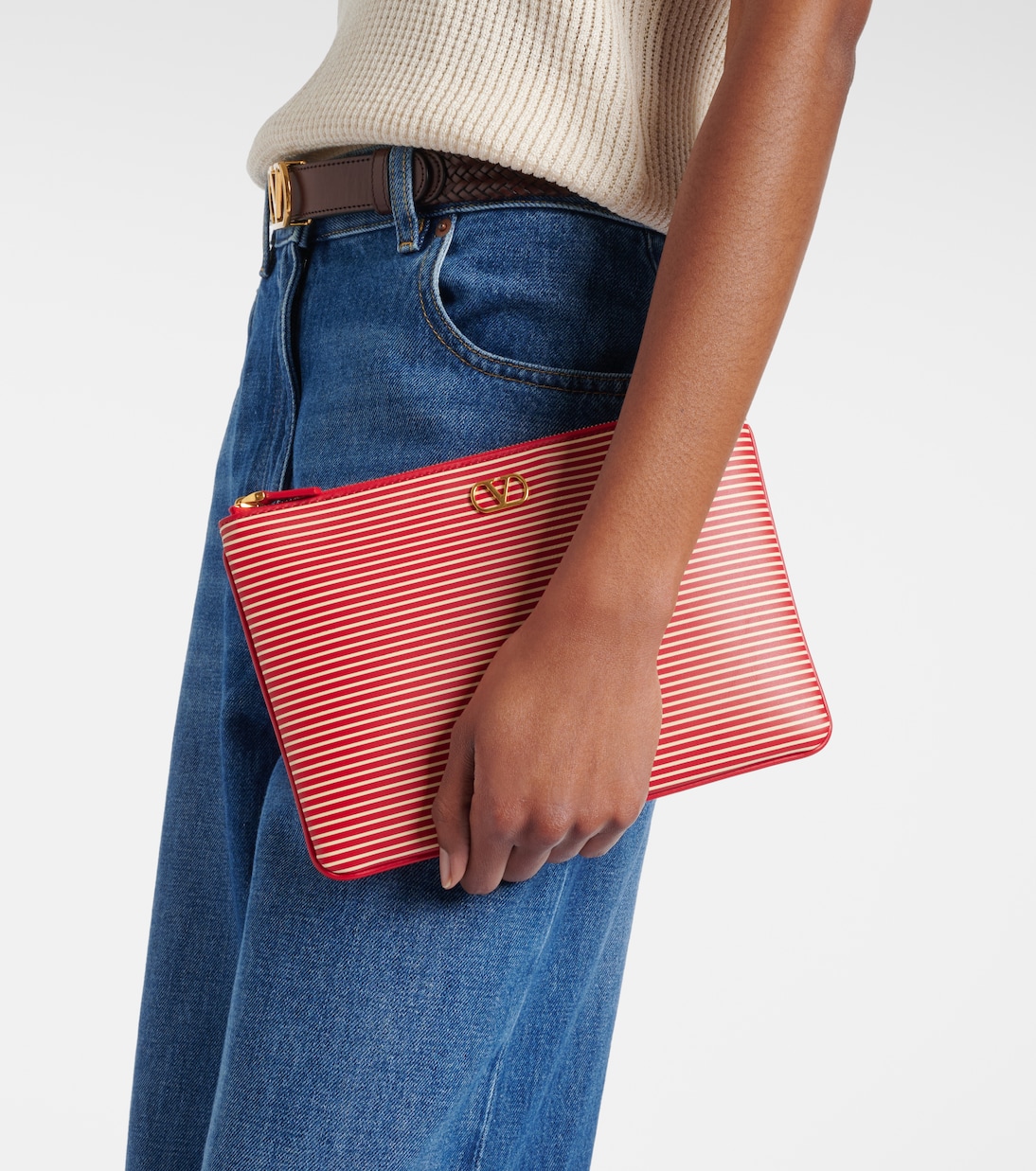 Clutch VLogo aus Leder | Valentino Garavani