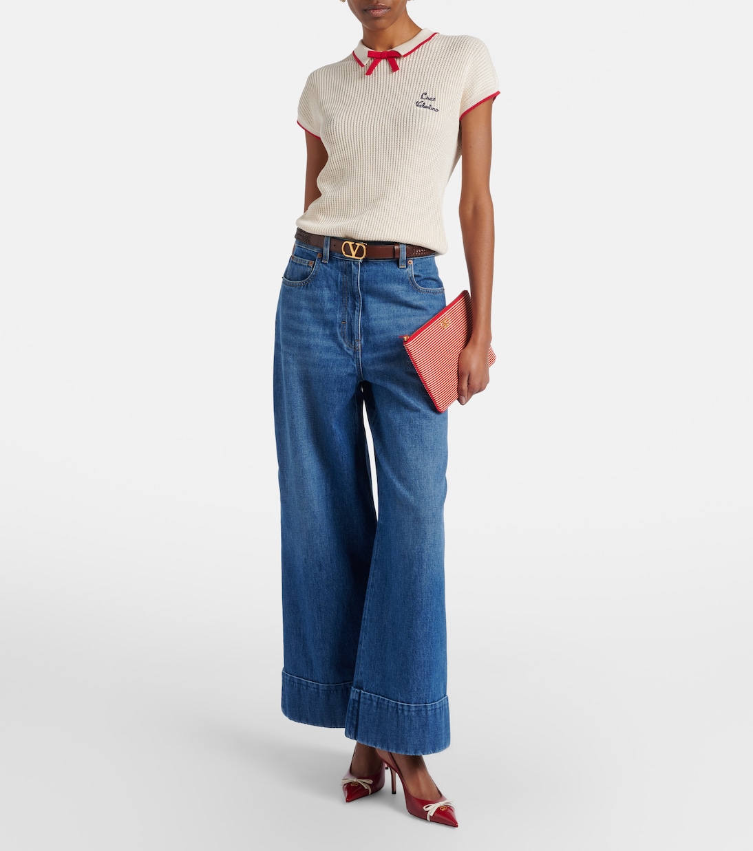 Clutch VLogo aus Leder | Valentino Garavani