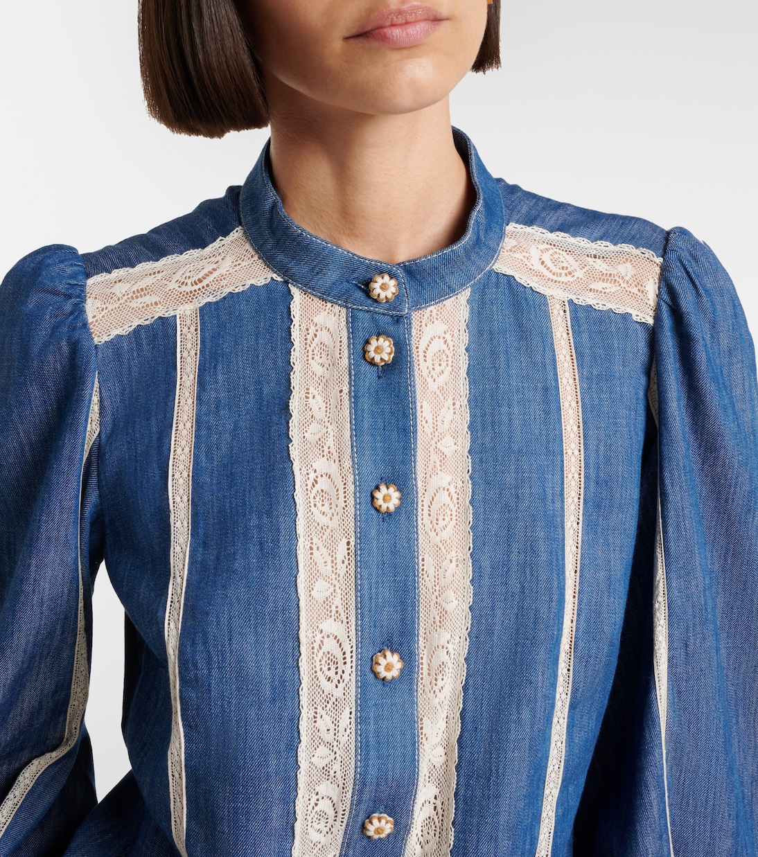 Awaken lace-trimmed denim shirt | Zimmermann