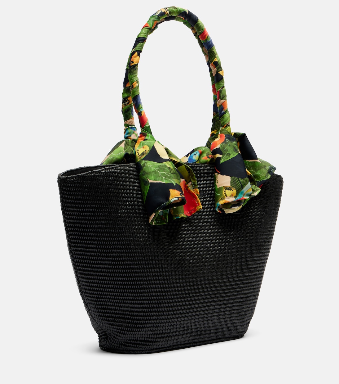Basket Medium silk-trimmed raffia tote bag | Farm Rio
