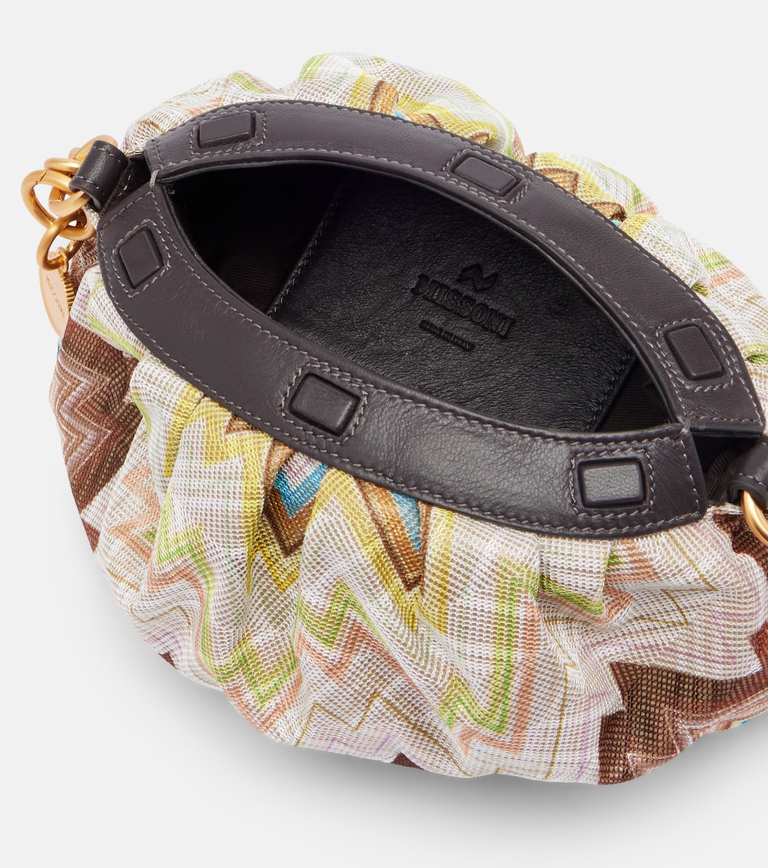 Zigzag Small leather-trimmed shoulder bag | Missoni