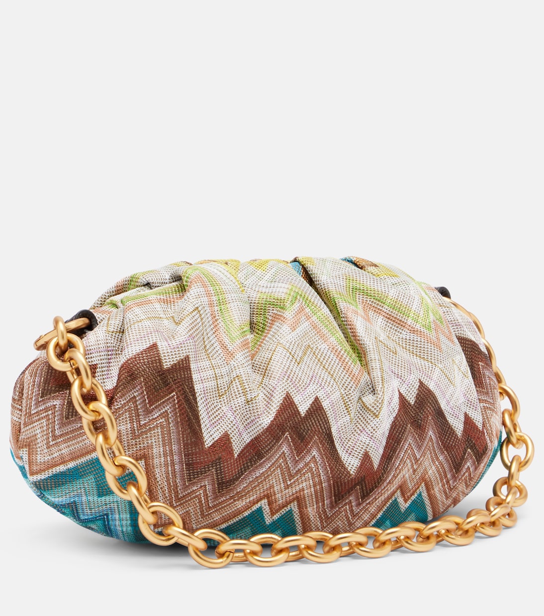 Zigzag Small leather-trimmed shoulder bag | Missoni