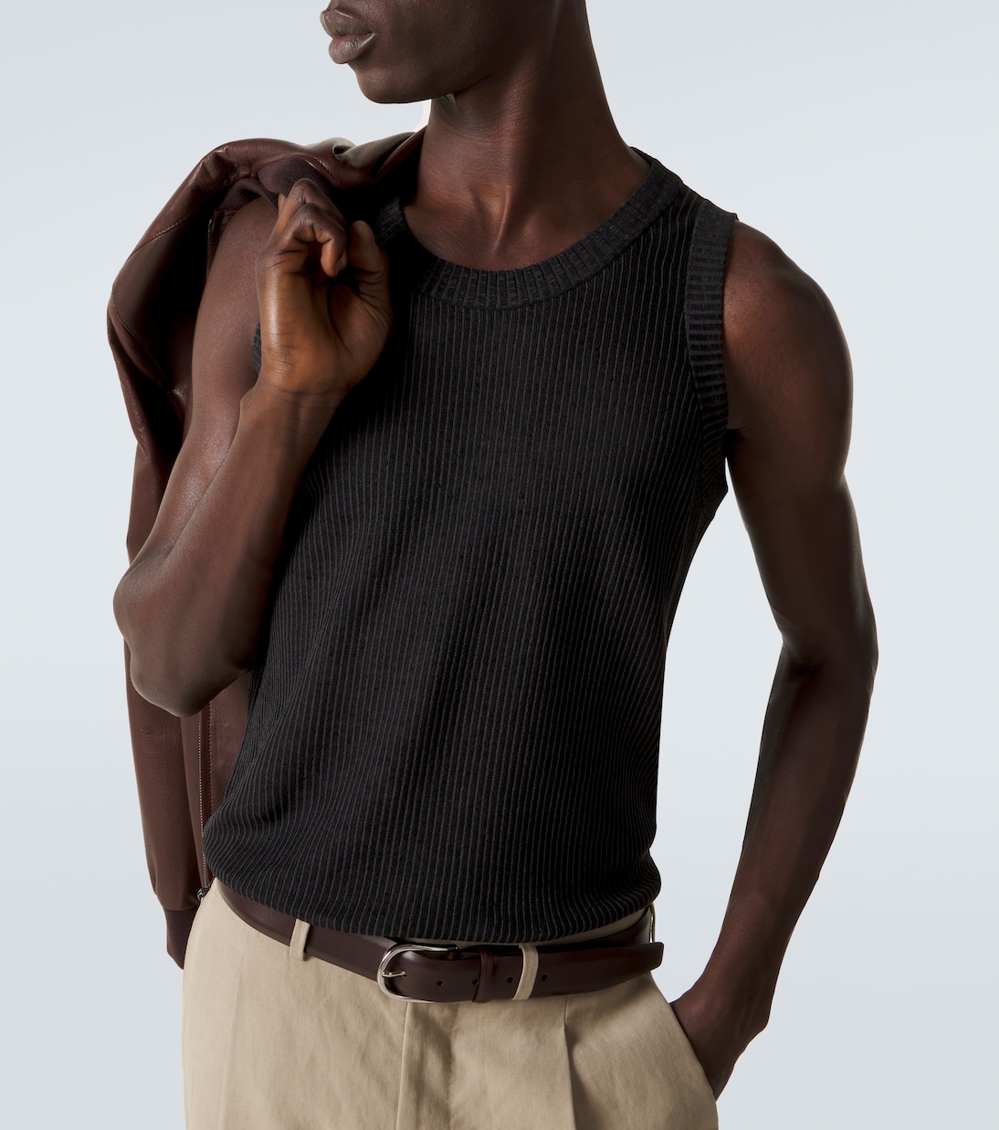 Tank top in cotone, lino e seta a coste | Brioni
