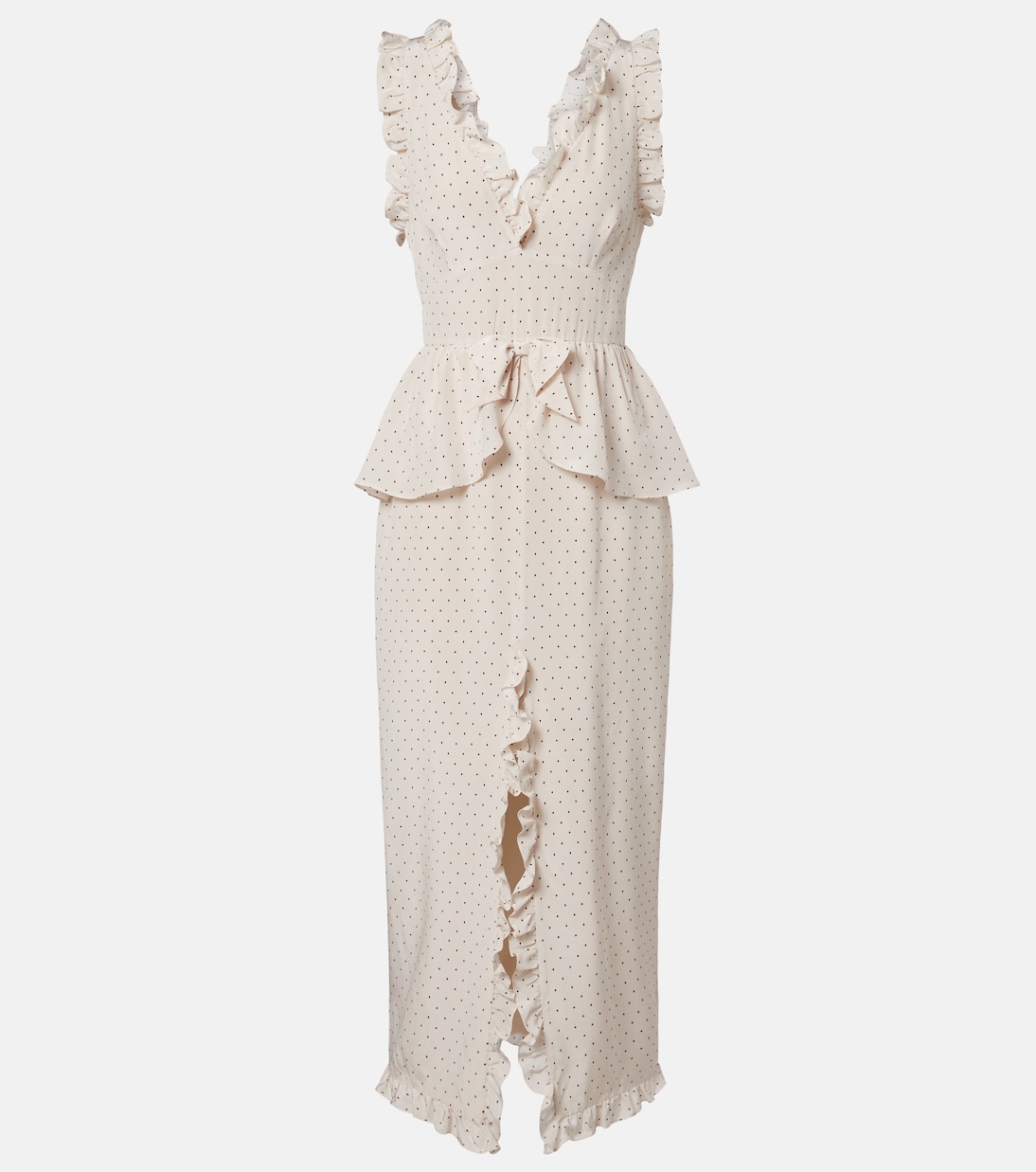 Polka-dot peplum silk midi dress | Alessandra Rich