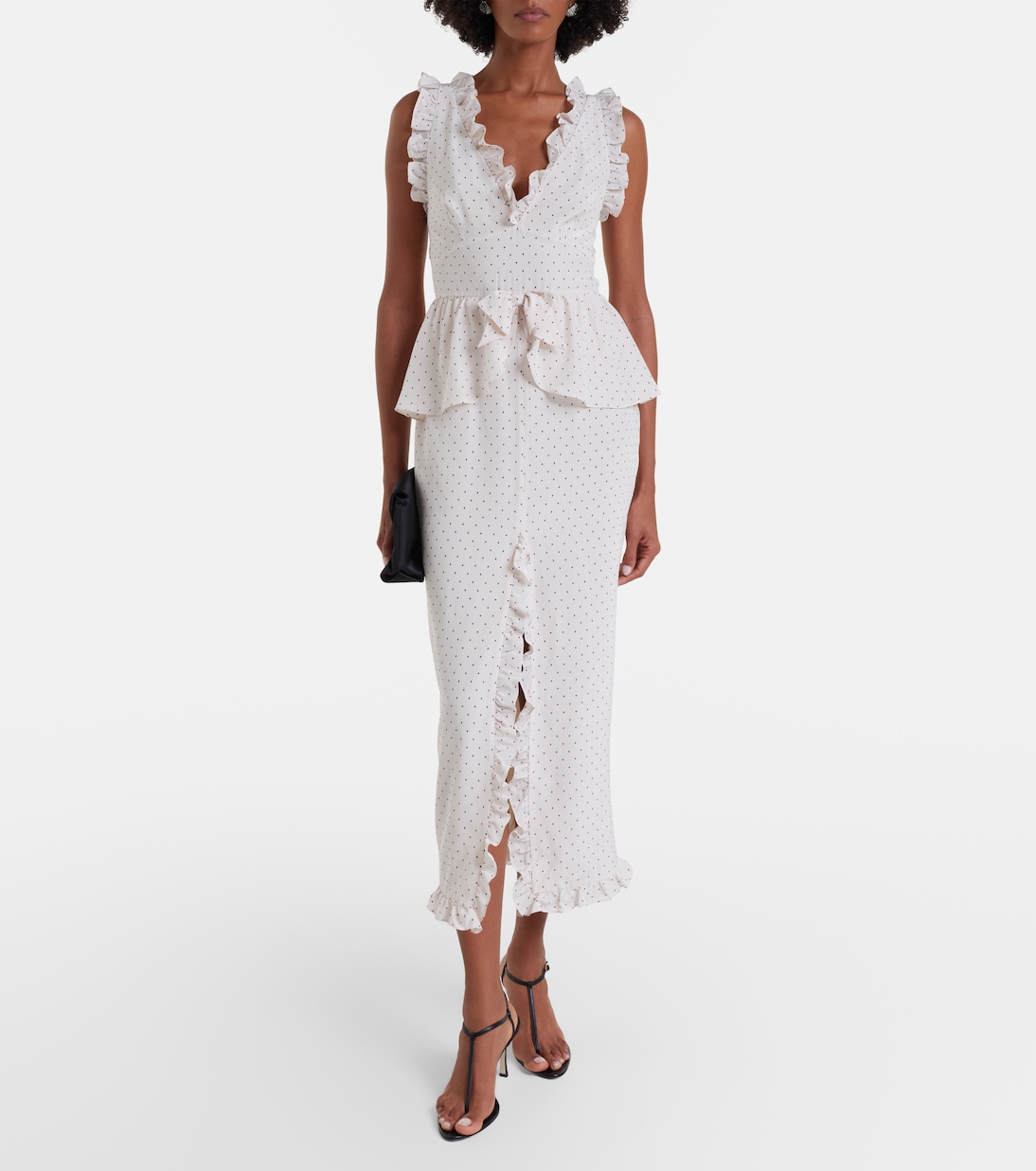 Polka-dot peplum silk midi dress | Alessandra Rich