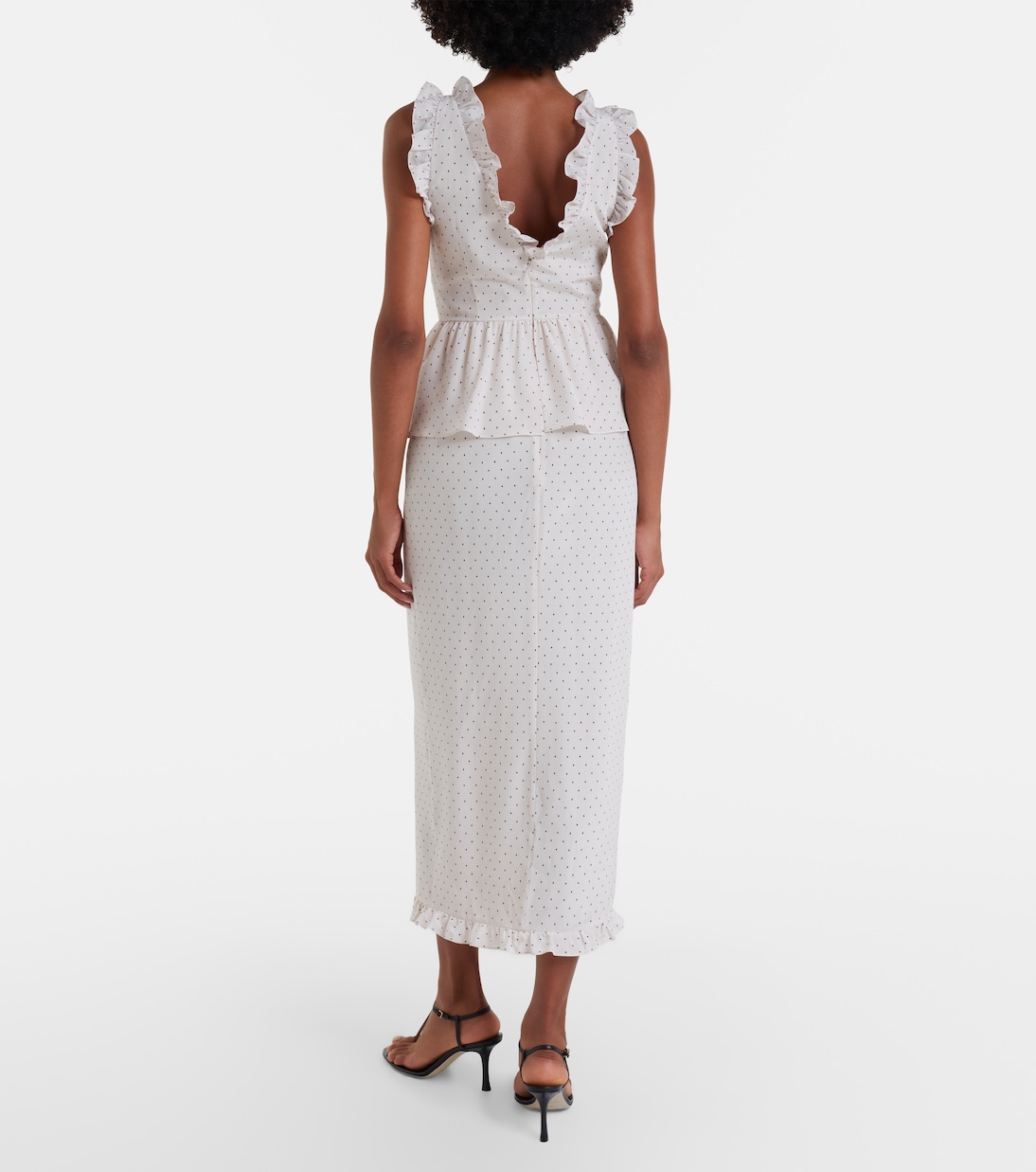 Polka-dot peplum silk midi dress | Alessandra Rich