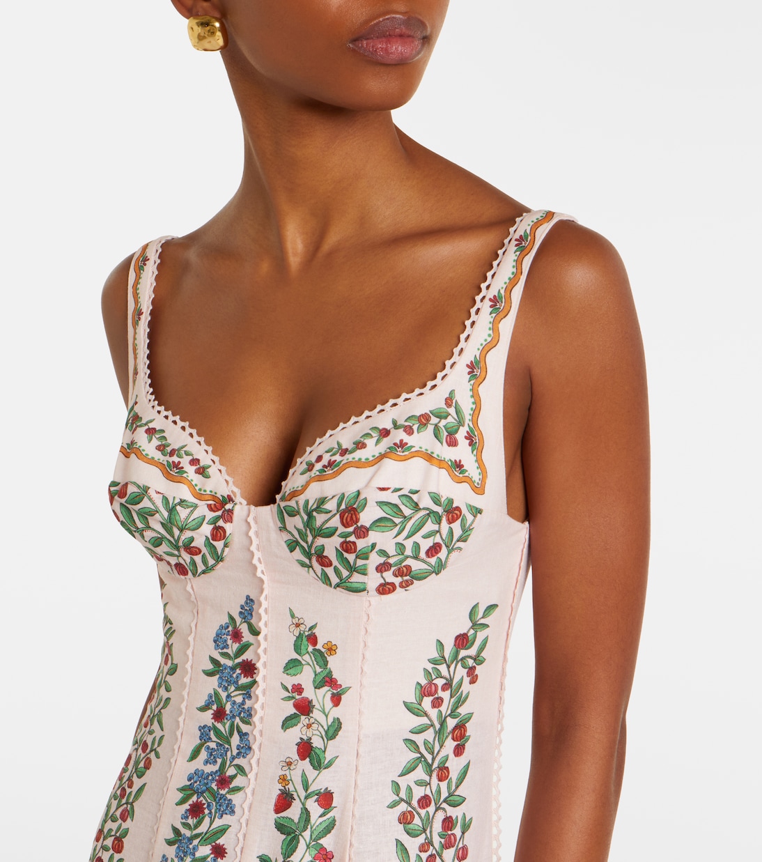 Fruit Beauty Scarf floral linen-blend maxi dress | Farm Rio