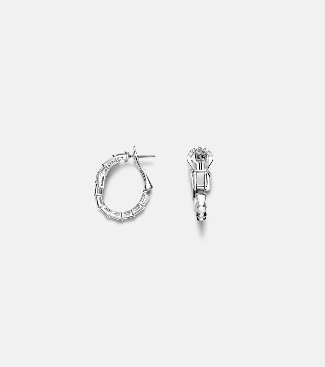 Serpenti Viper 18kt white gold earrings with diamonds | Bvlgari