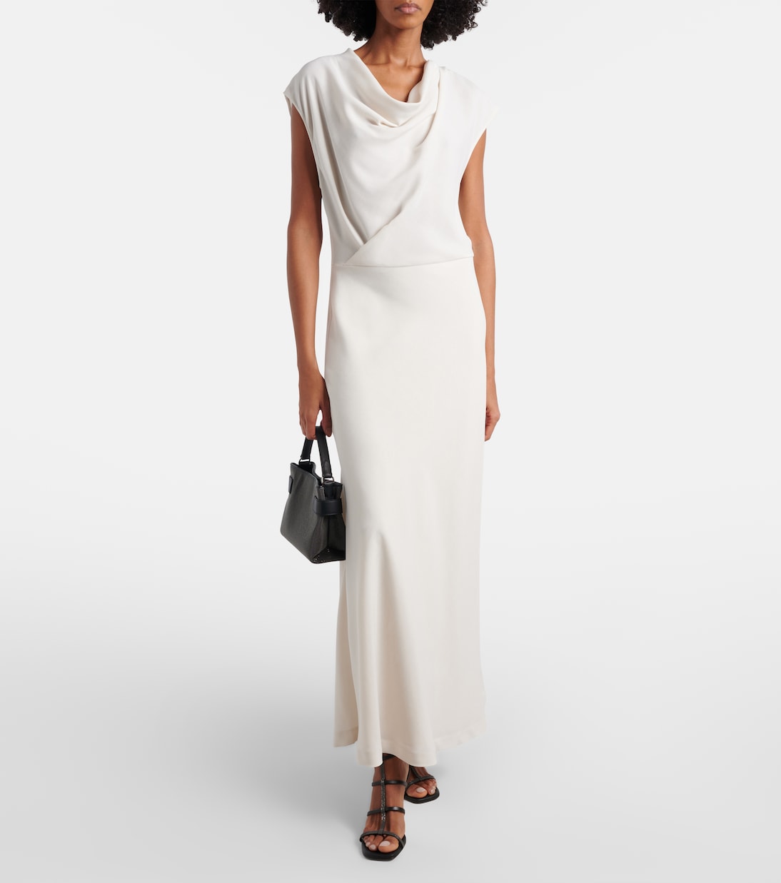 Draped wool-blend maxi dress | Brunello Cucinelli