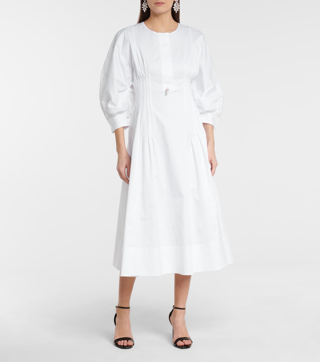 Robe midi en coton à ornements | Oscar de la Renta