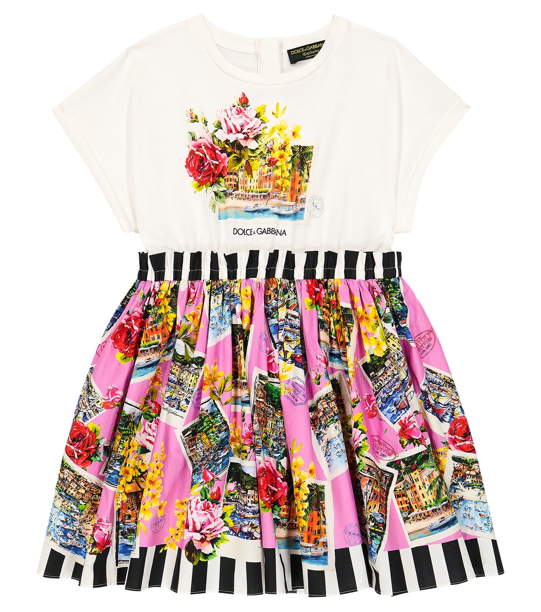 Portofino printed cotton dress | Dolce&Gabbana Kids