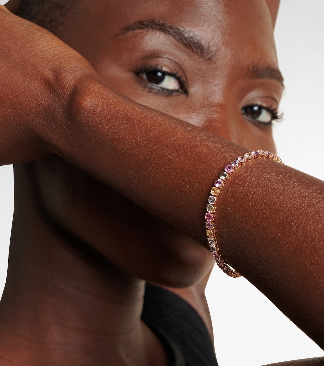 Essentials Rivière 18kt rose gold bracelet with sapphires | Bucherer Fine Jewellery