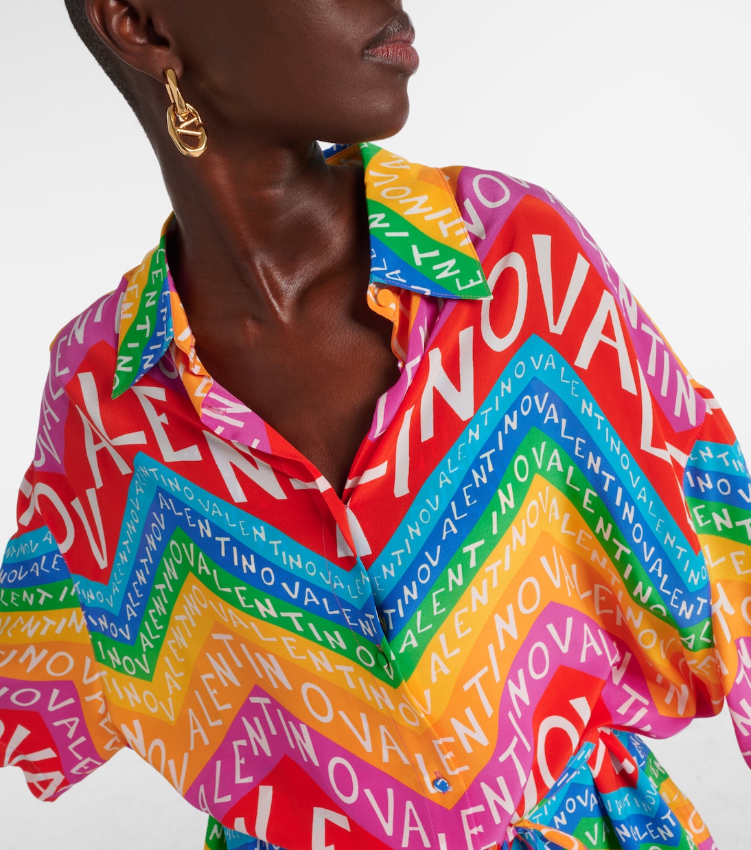 Logo silk shirt dress | Valentino