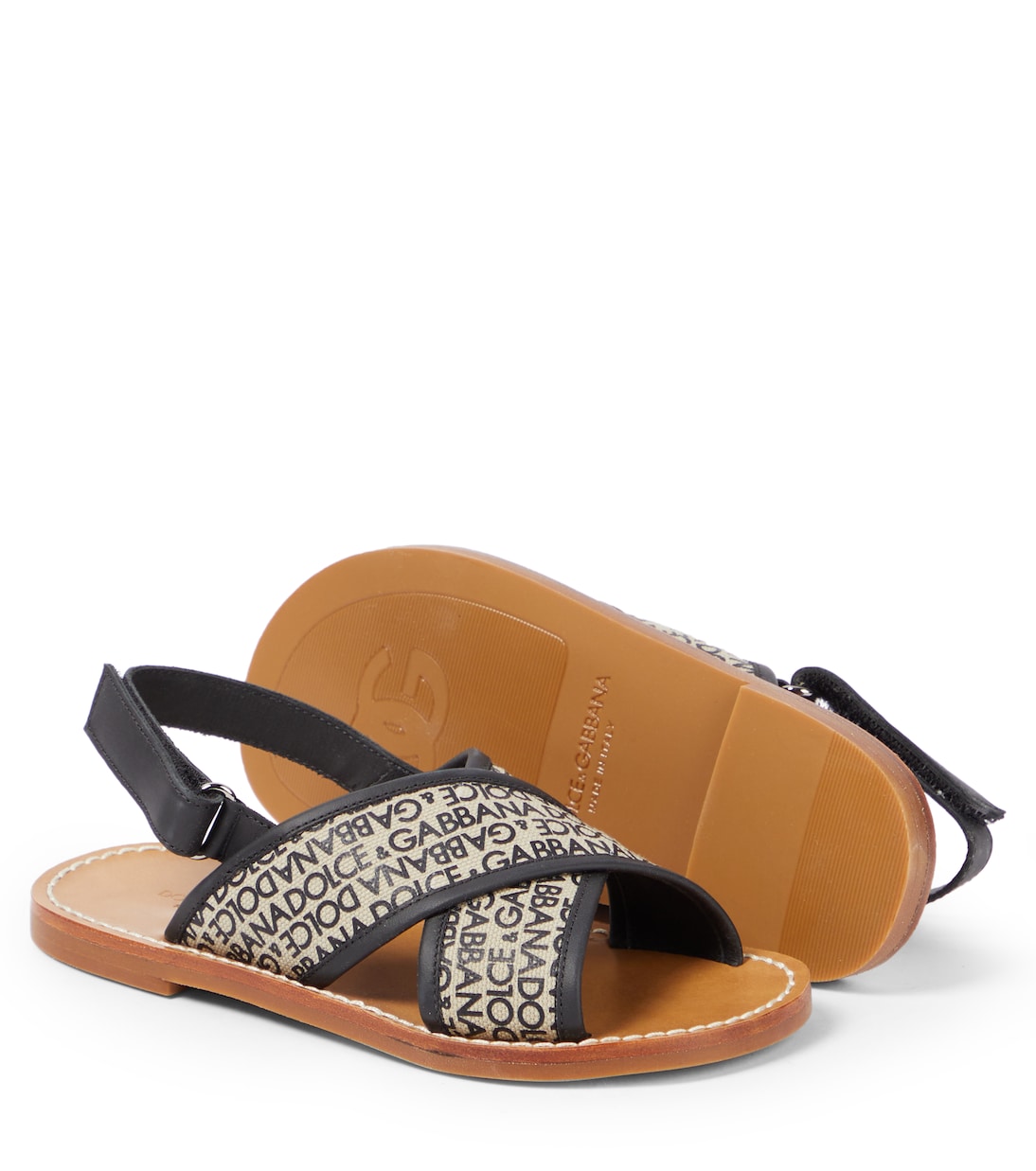 Sandalen aus Canvas mit Leder | Dolce&Gabbana Kids