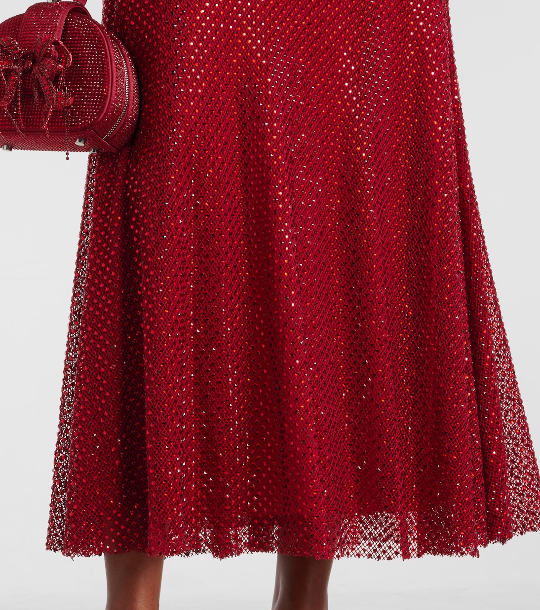 Abito midi in mesh con cristalli | Self-Portrait