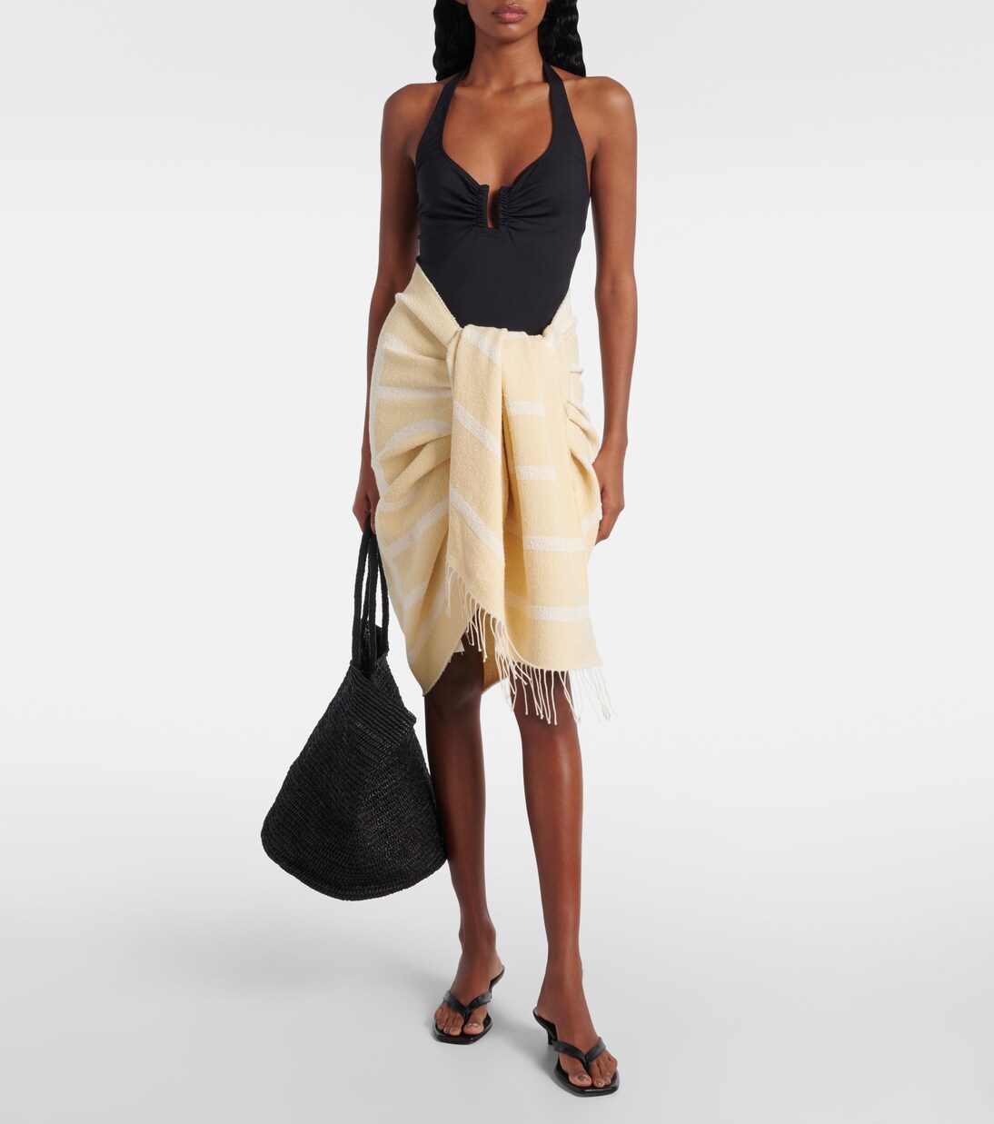 Monogram cotton-blend jacquard scarf | Toteme