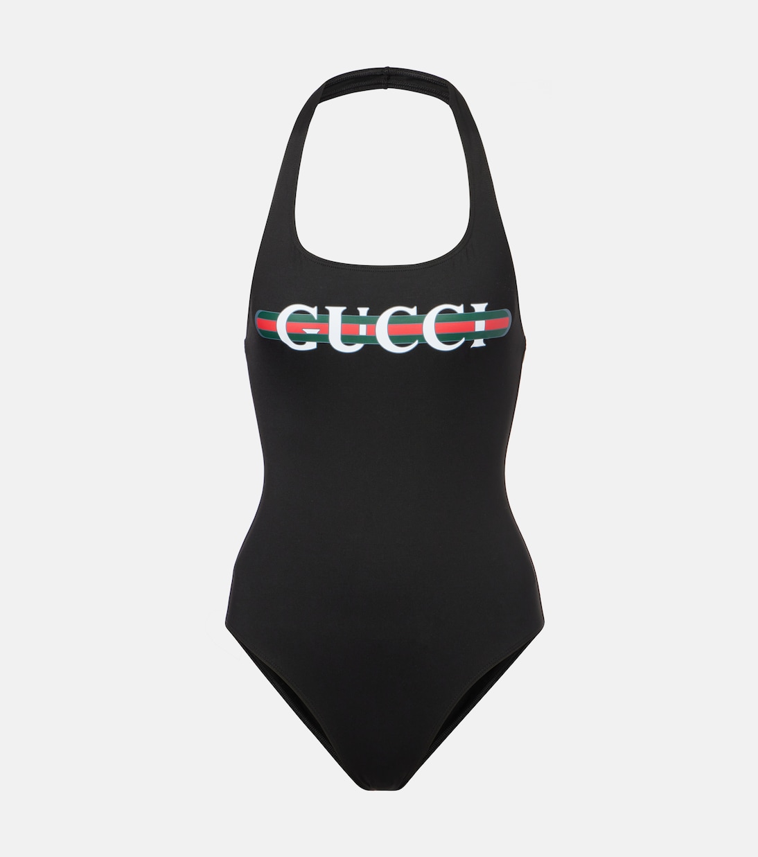 Web Stripe logo halterneck swimsuit | Gucci