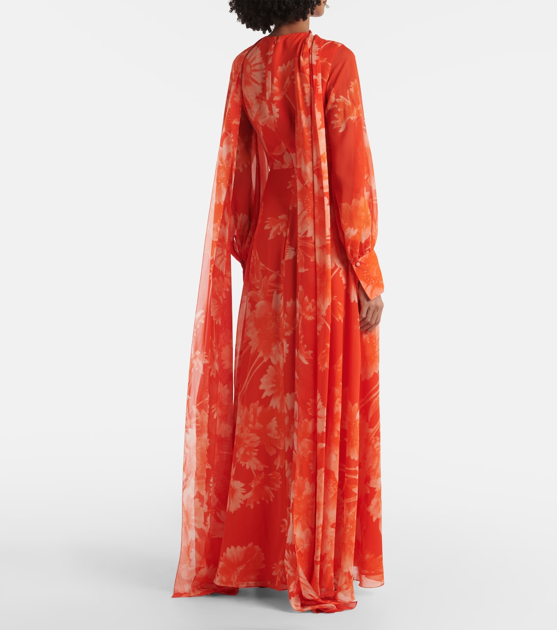 Abito lungo in seta con stampa floreale | Erdem