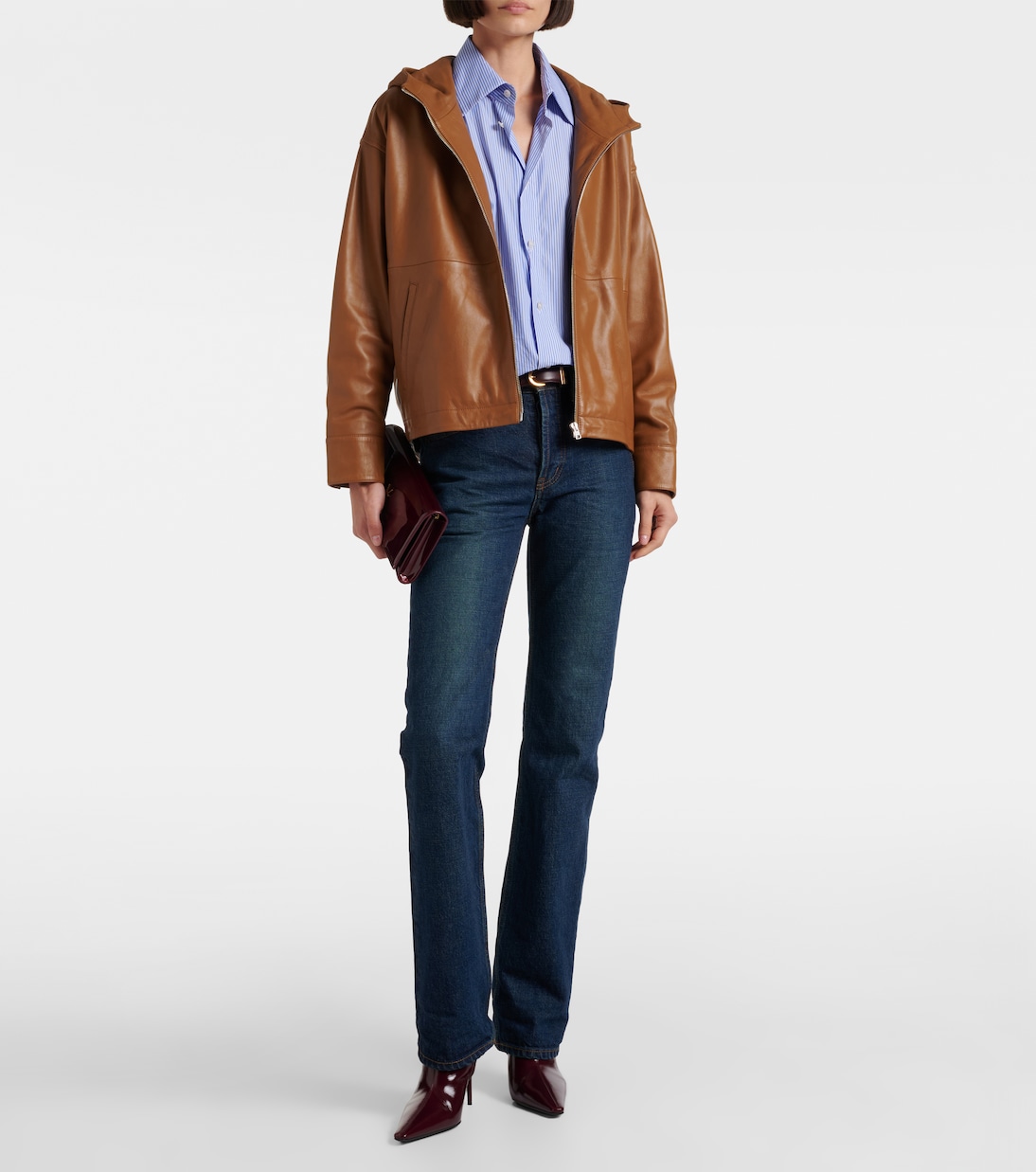 Hooded leather jacket | Yves Salomon