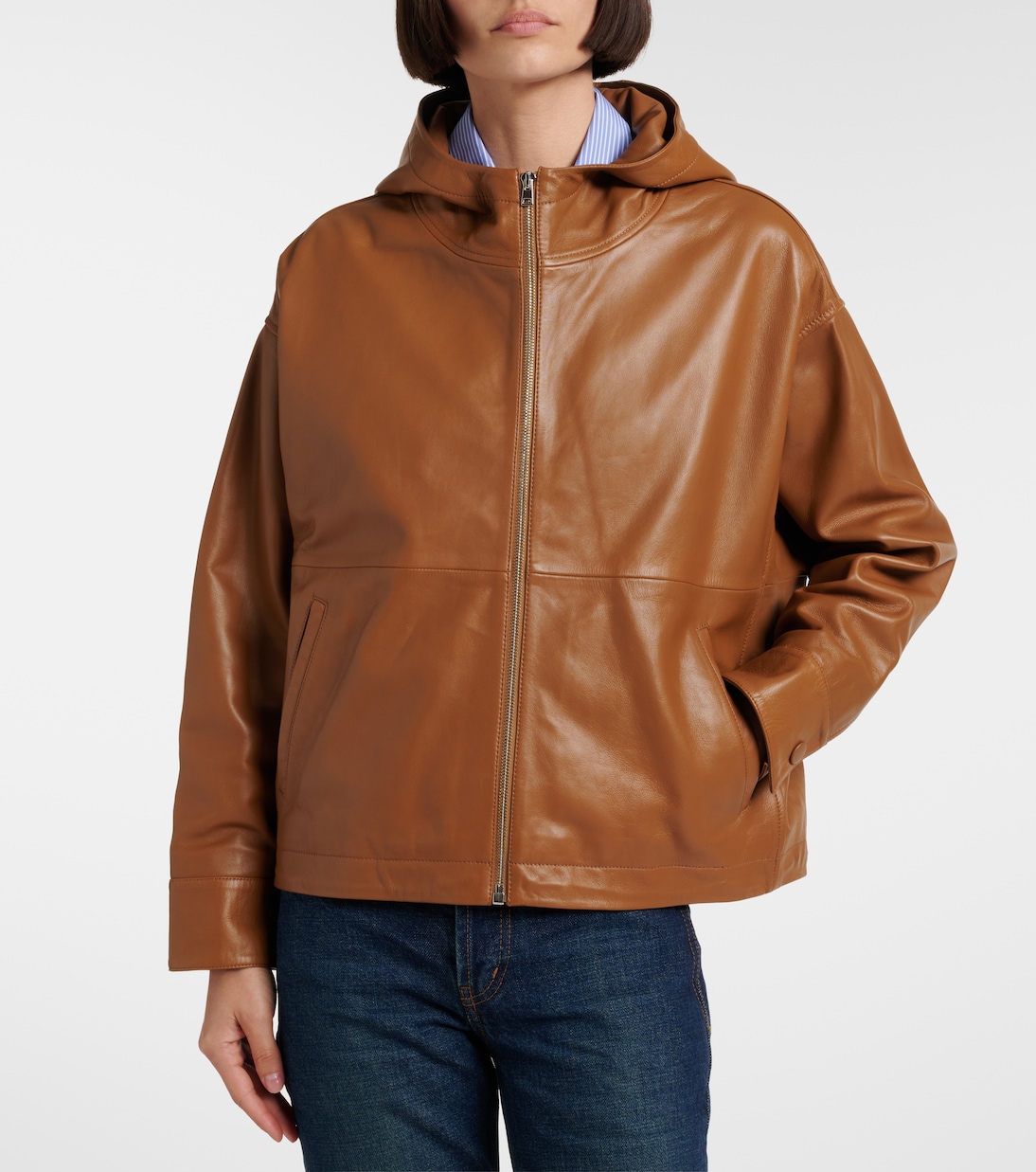 Hooded leather jacket | Yves Salomon