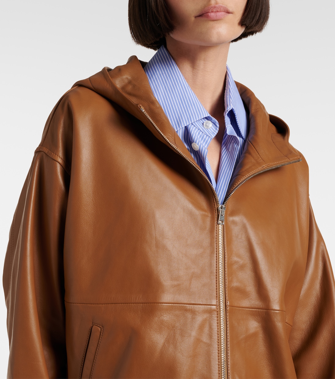 Hooded leather jacket | Yves Salomon