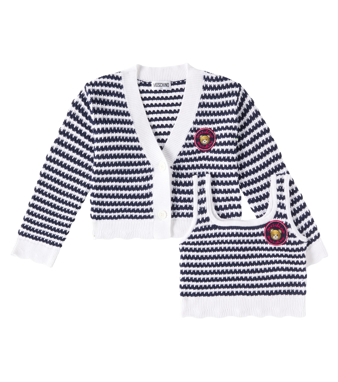 Striped cotton top and cardigan set | Moschino Kids