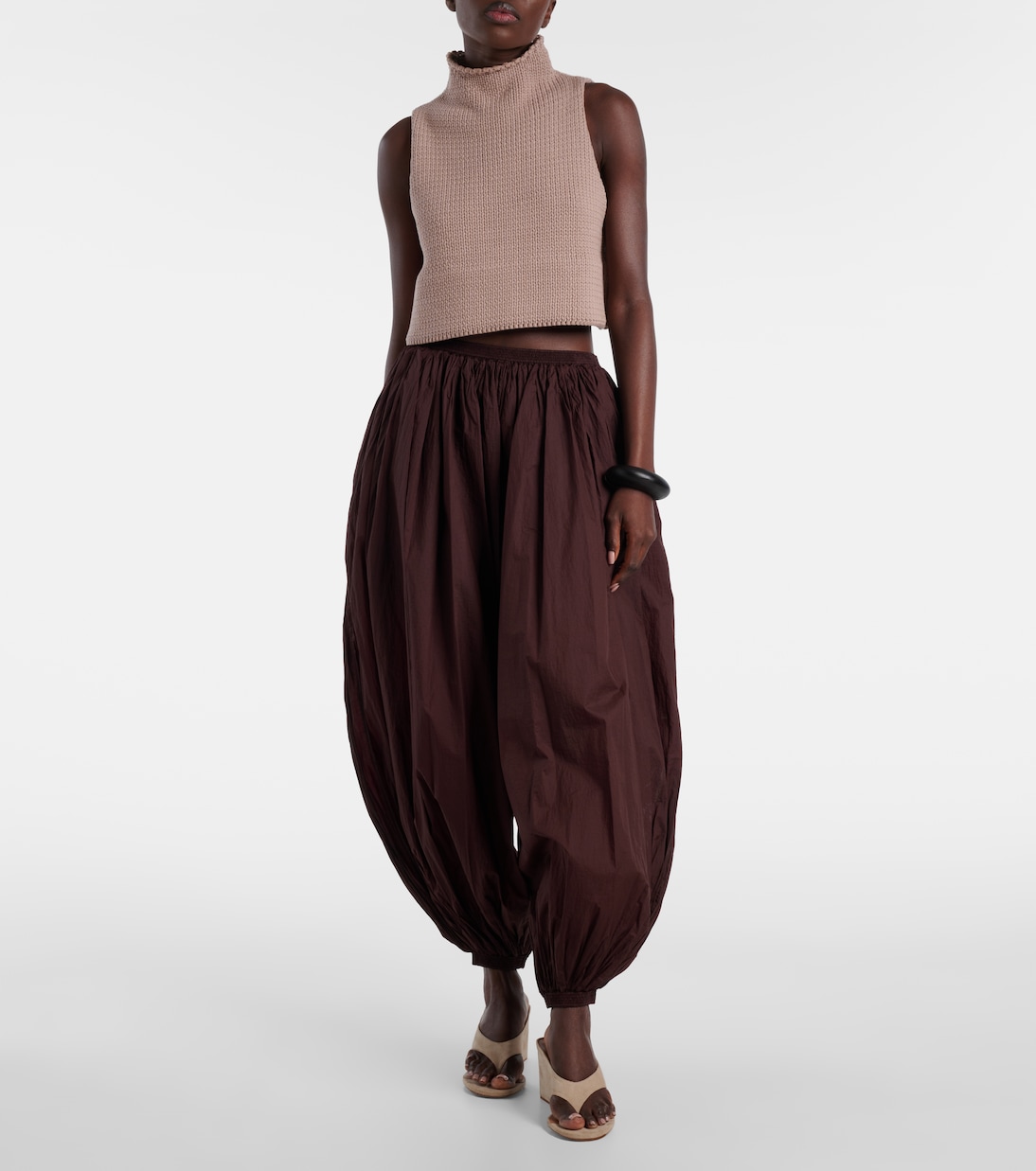 Cropped cotton-blend turtleneck top | Alaïa