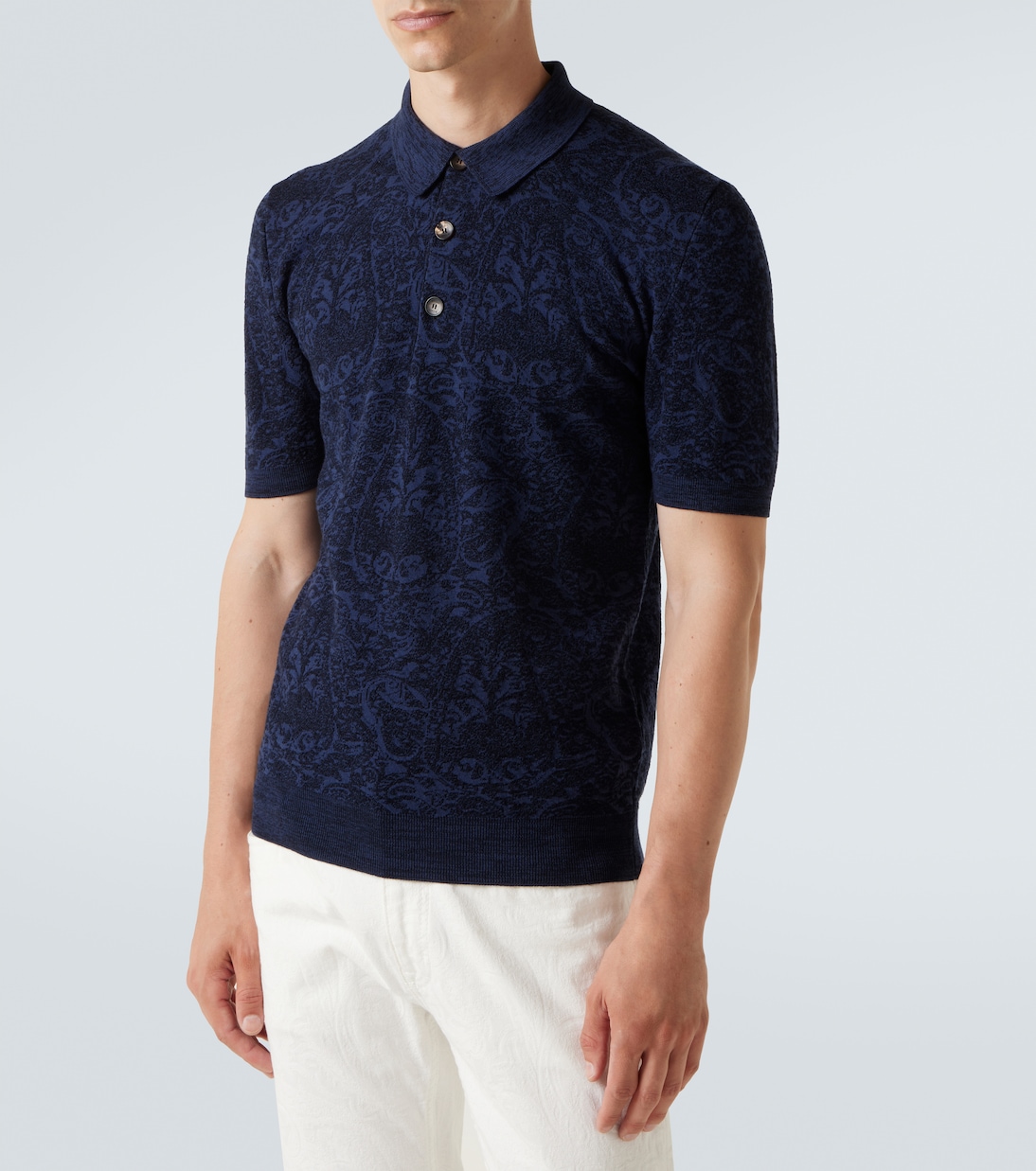 Cotton and wool-blend jacquard polo sweater | Etro