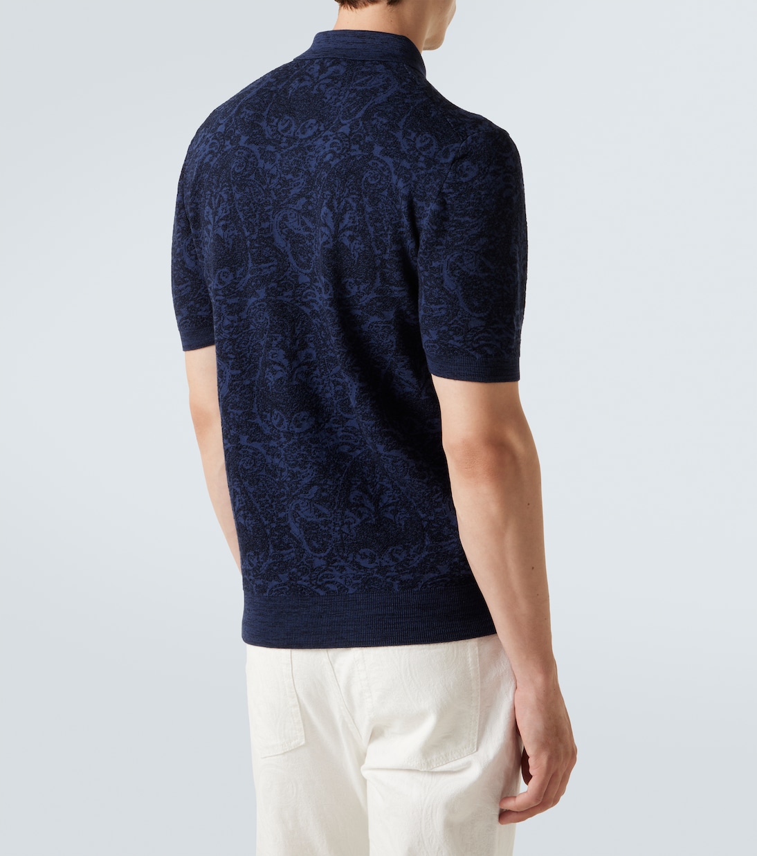 Cotton and wool-blend jacquard polo sweater | Etro