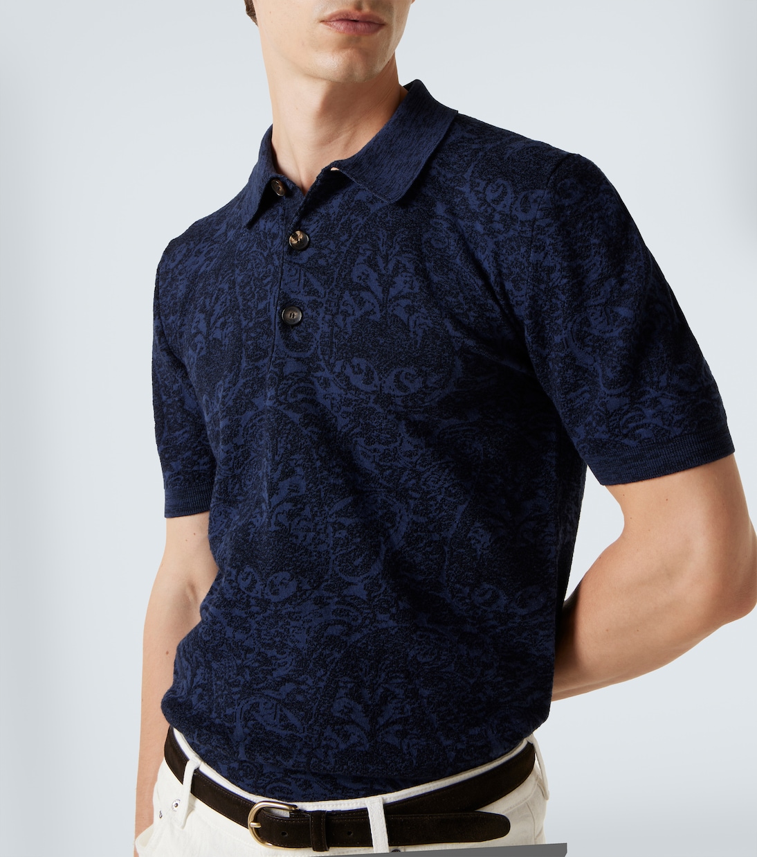 Cotton and wool-blend jacquard polo sweater | Etro