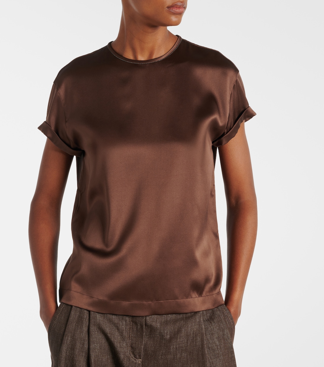 T-Shirt Monili aus Satin | Brunello Cucinelli