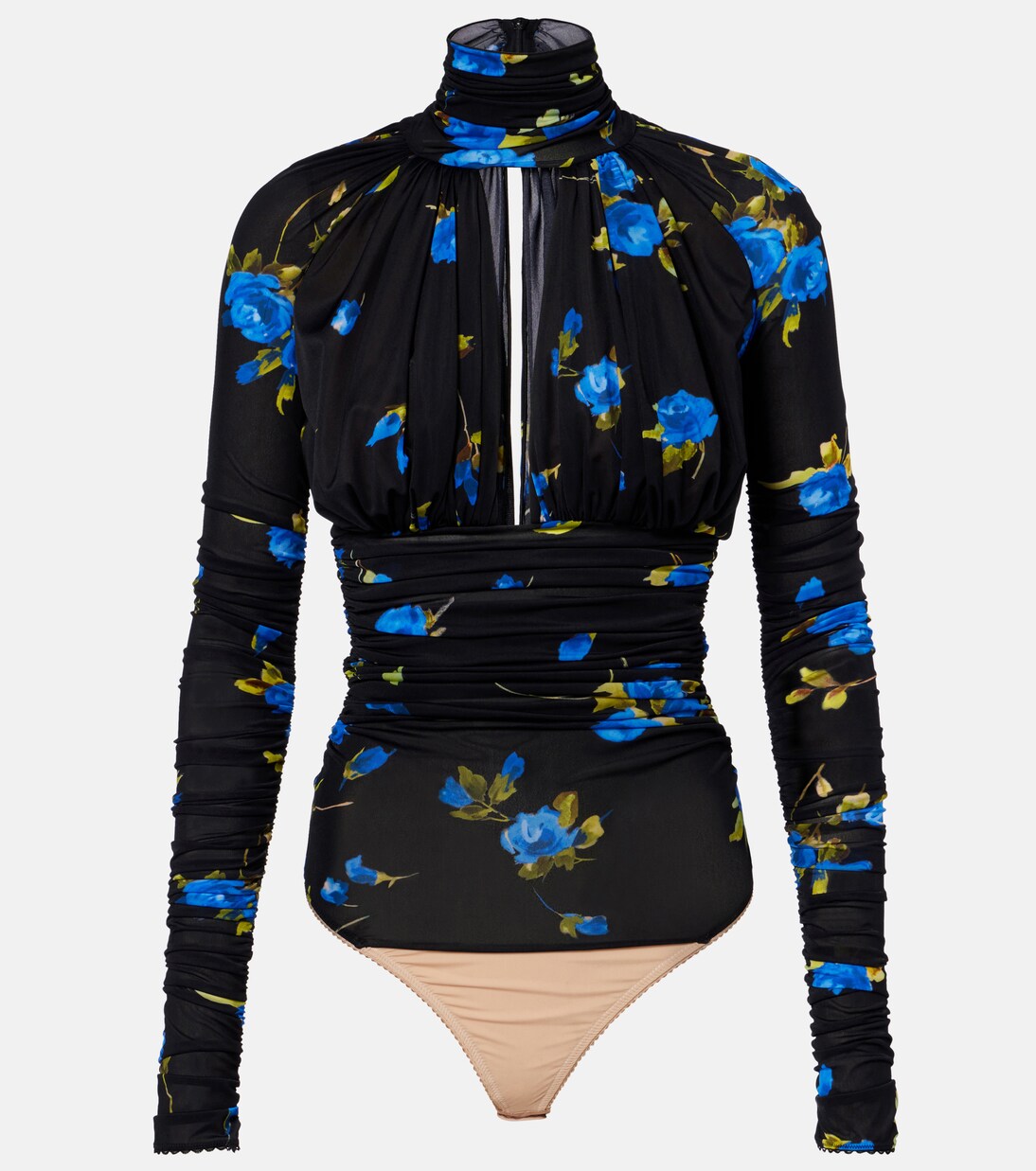 Body in jersey con cut-out e stampa floreale | Blumarine