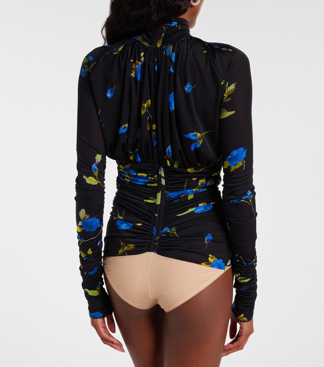 Body in jersey con cut-out e stampa floreale | Blumarine