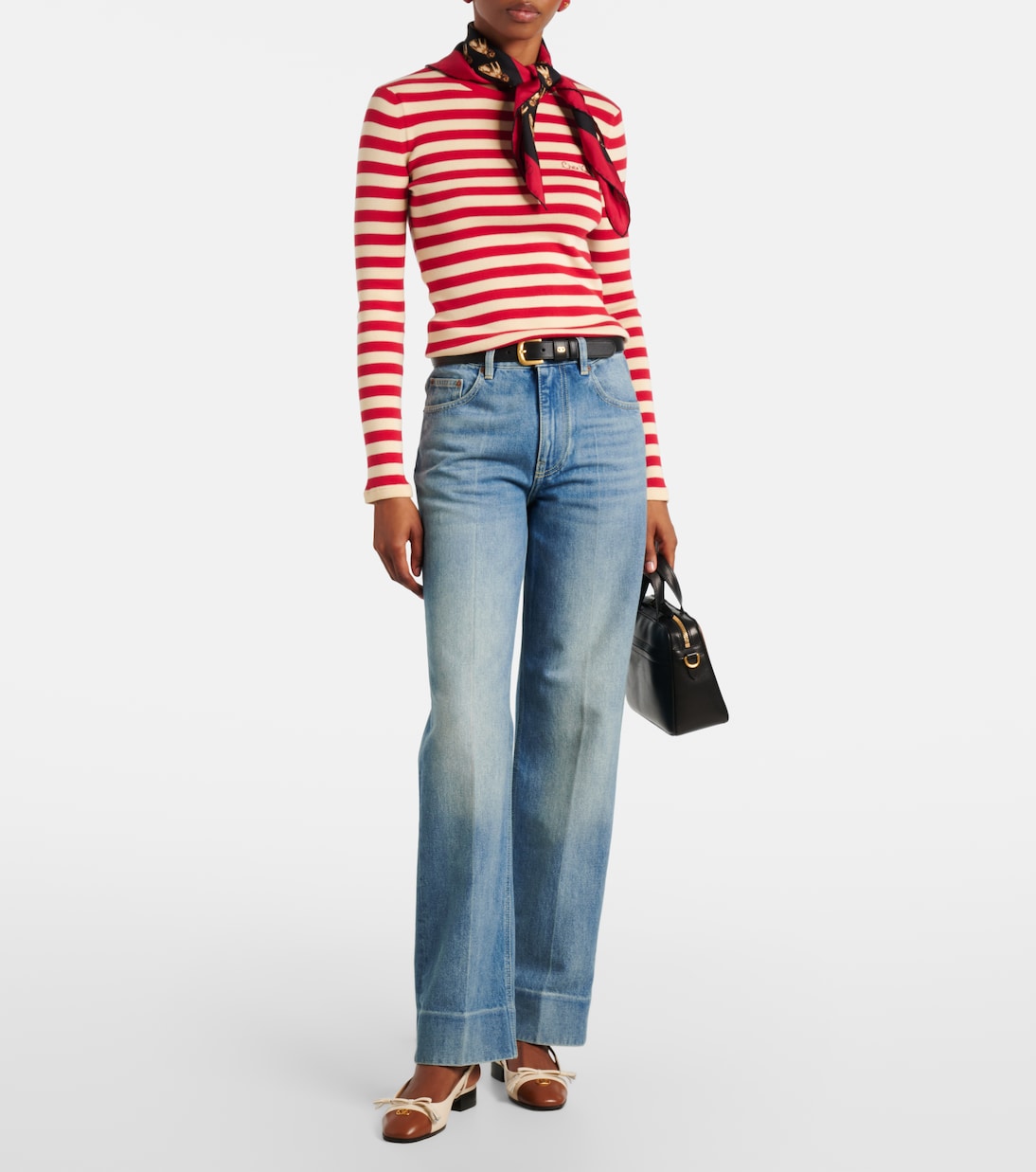 Striped ribbed-knit cotton sweater | Valentino