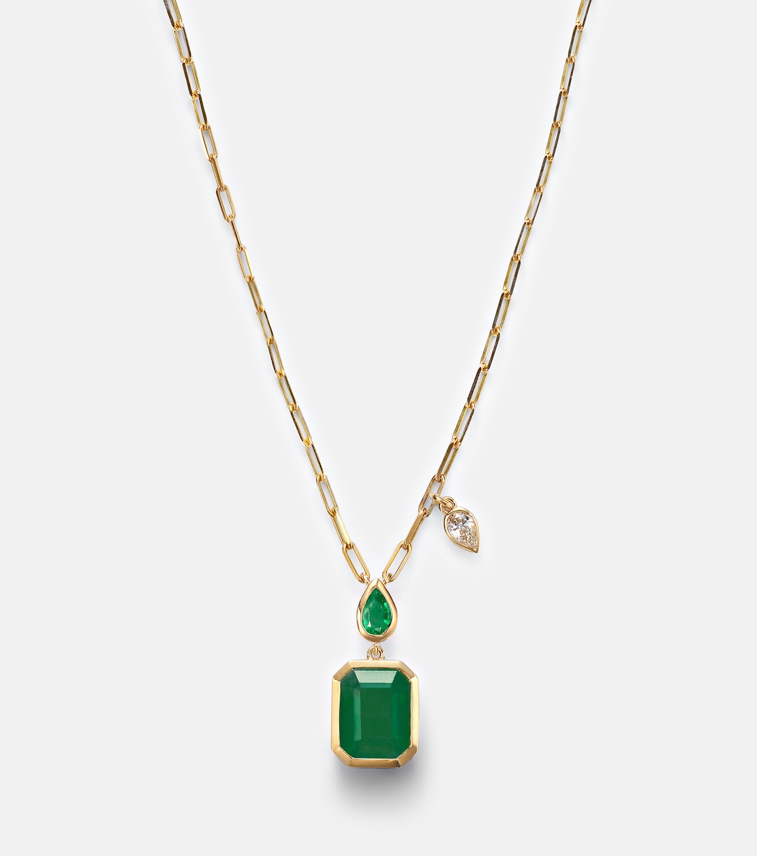 18kt gold pendant necklace with emeralds and diamond | Shay Jewelry