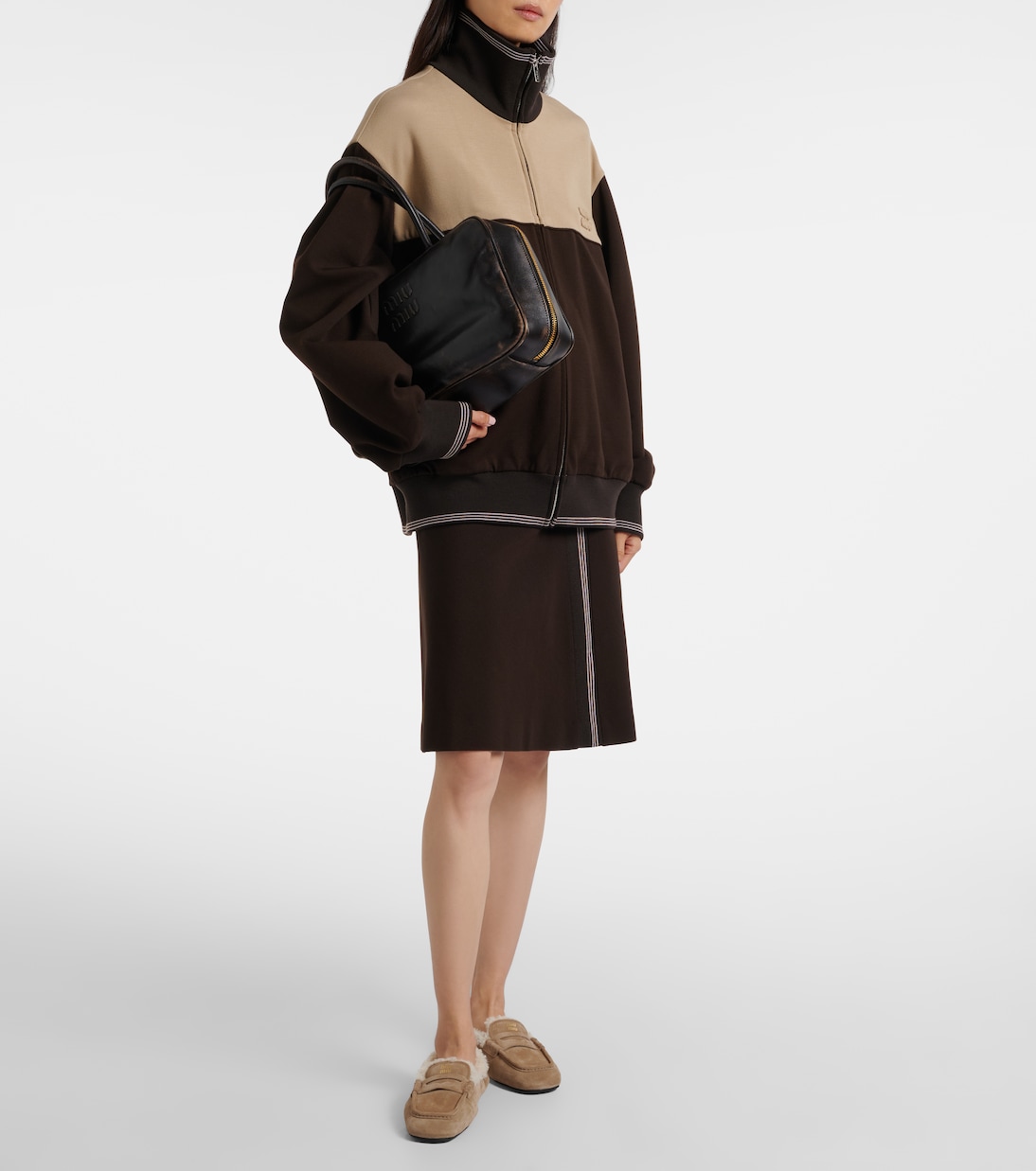 Mokassins aus Veloursleder mit Shearling | Miu Miu