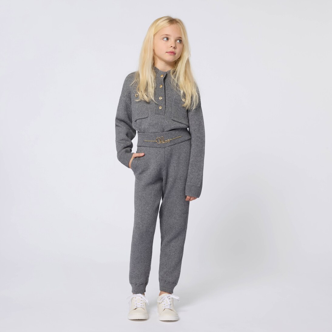 Ribbed-knit cotton and wool-blend pants | Chloé Kids