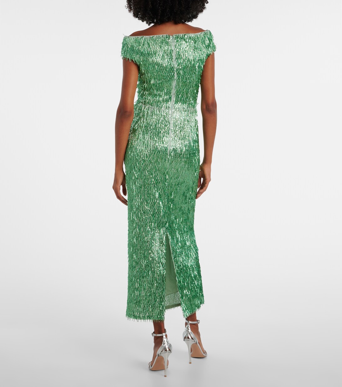 Verzierte Off-Shoulder-Robe | Erdem